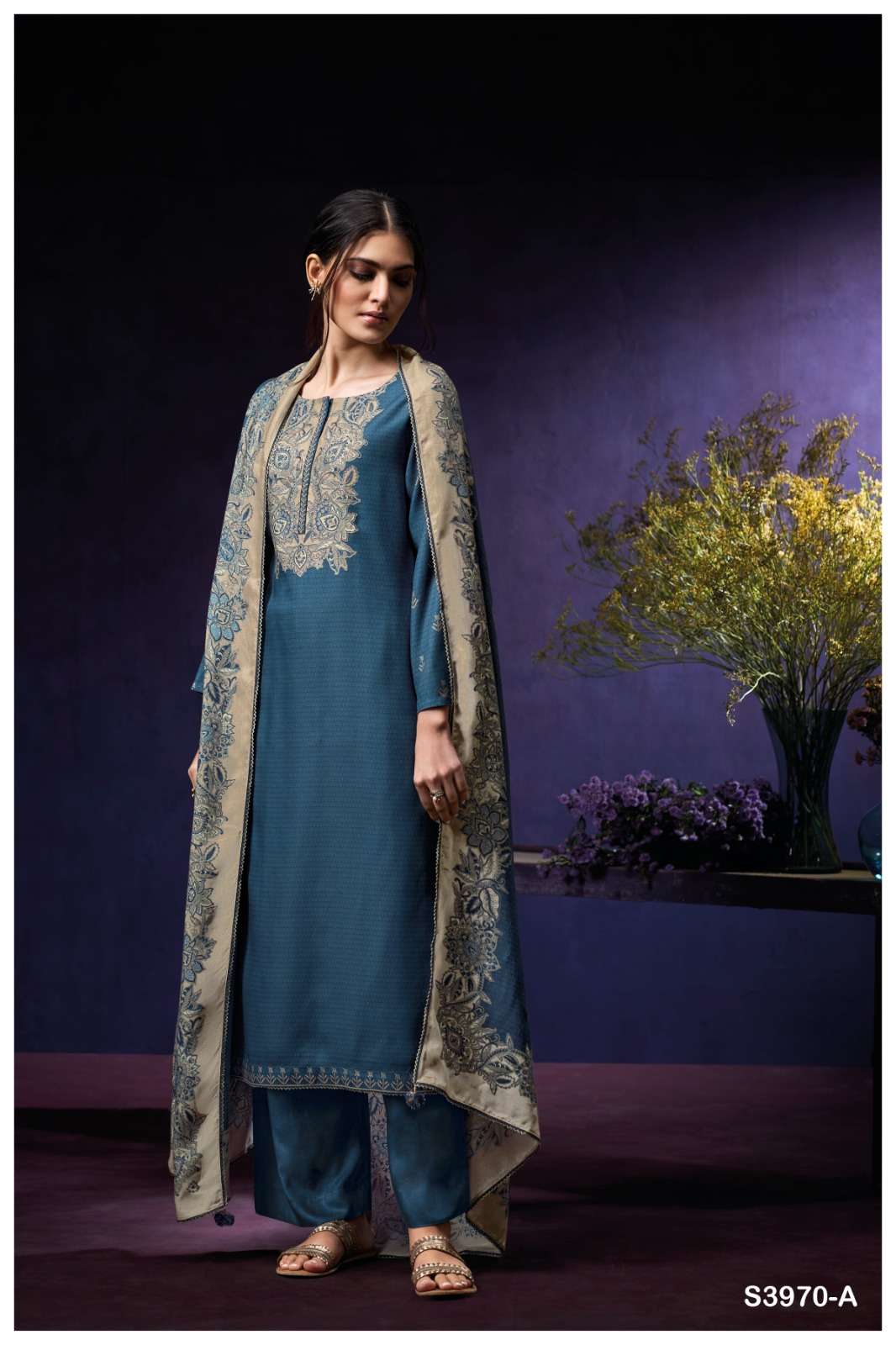 GANGA SYARA 3970 WOOLEN PASHMINA DESIGNER WORK WINTER WEAR SUIT