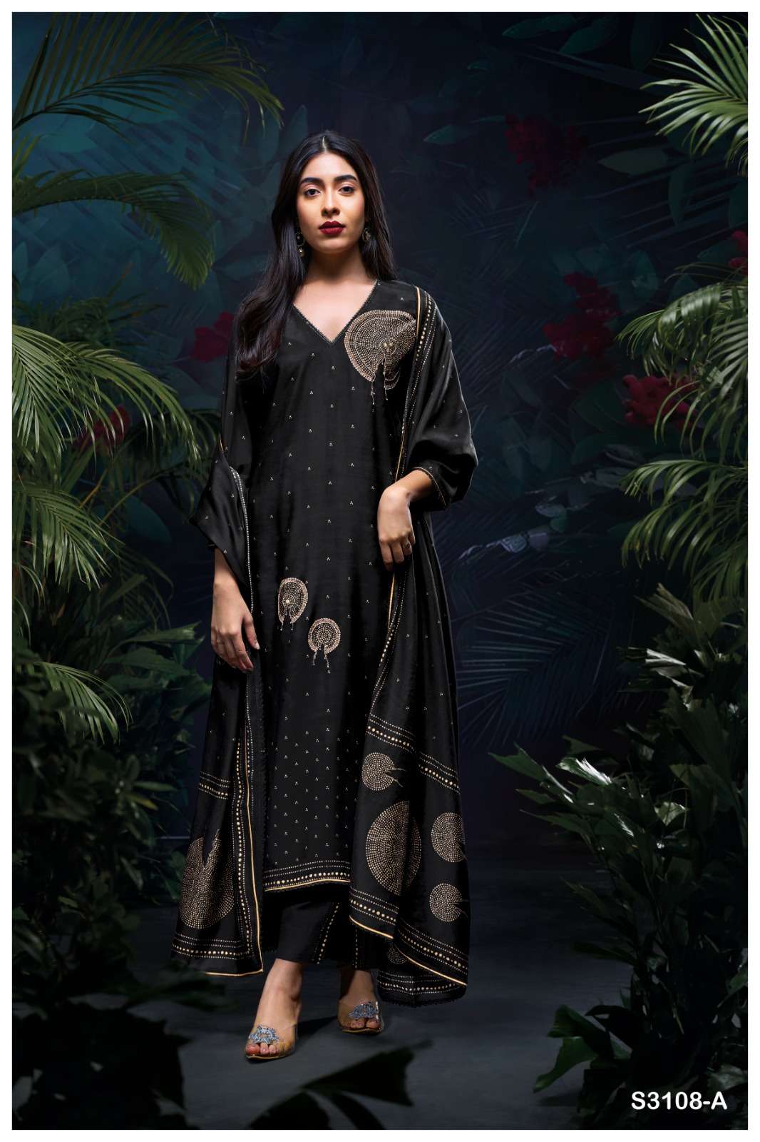 GANGA YUKTHA 3108 SILK PRINTED WITH EMBROIDERY DESIGNER WORK SUIT