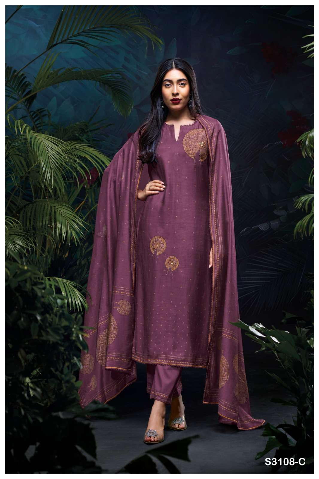 GANGA YUKTHA 3108 SILK PRINTED WITH EMBROIDERY DESIGNER WORK SUIT