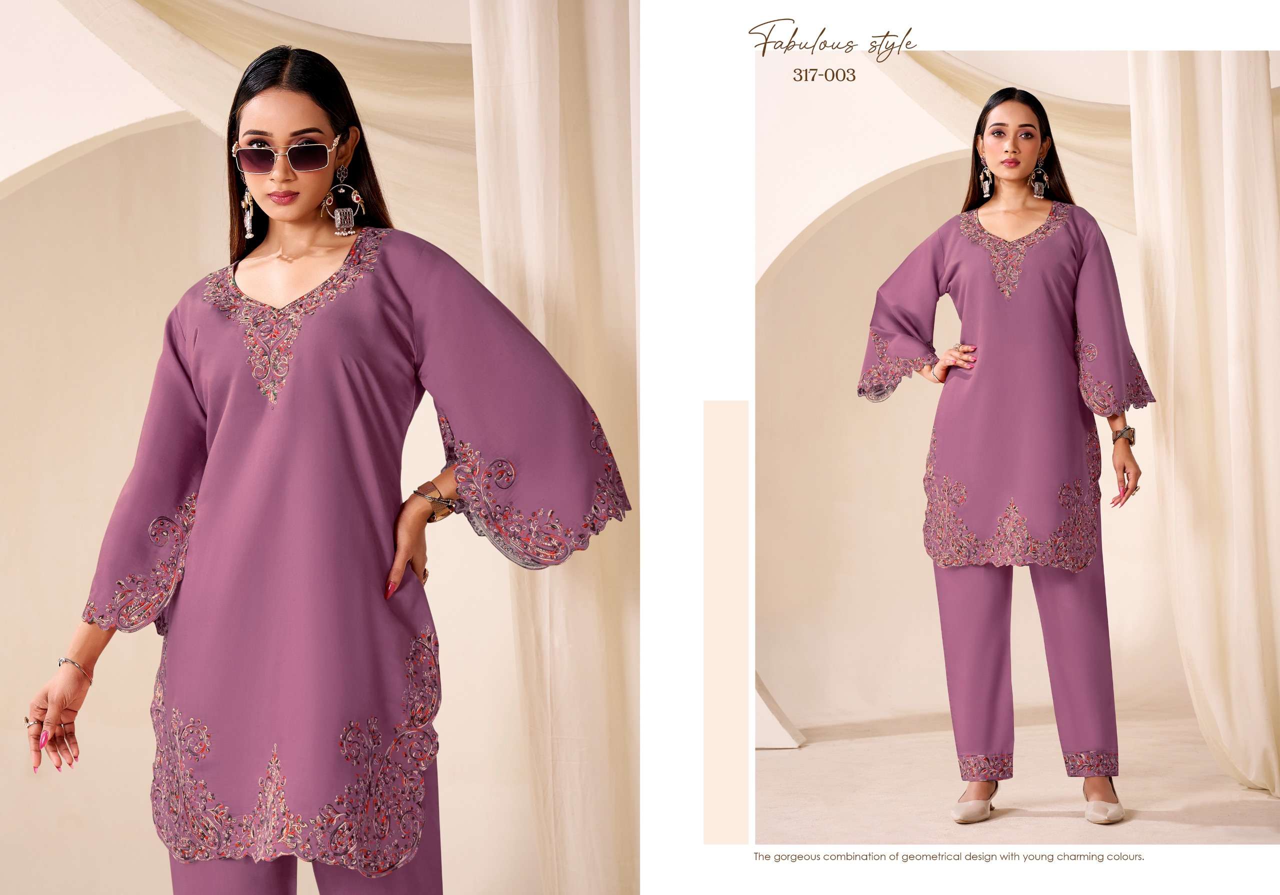 GULREZ DAISY SILK WITH FANCY WORKS LADIES KURTI WITH BOTTOM PAIR 