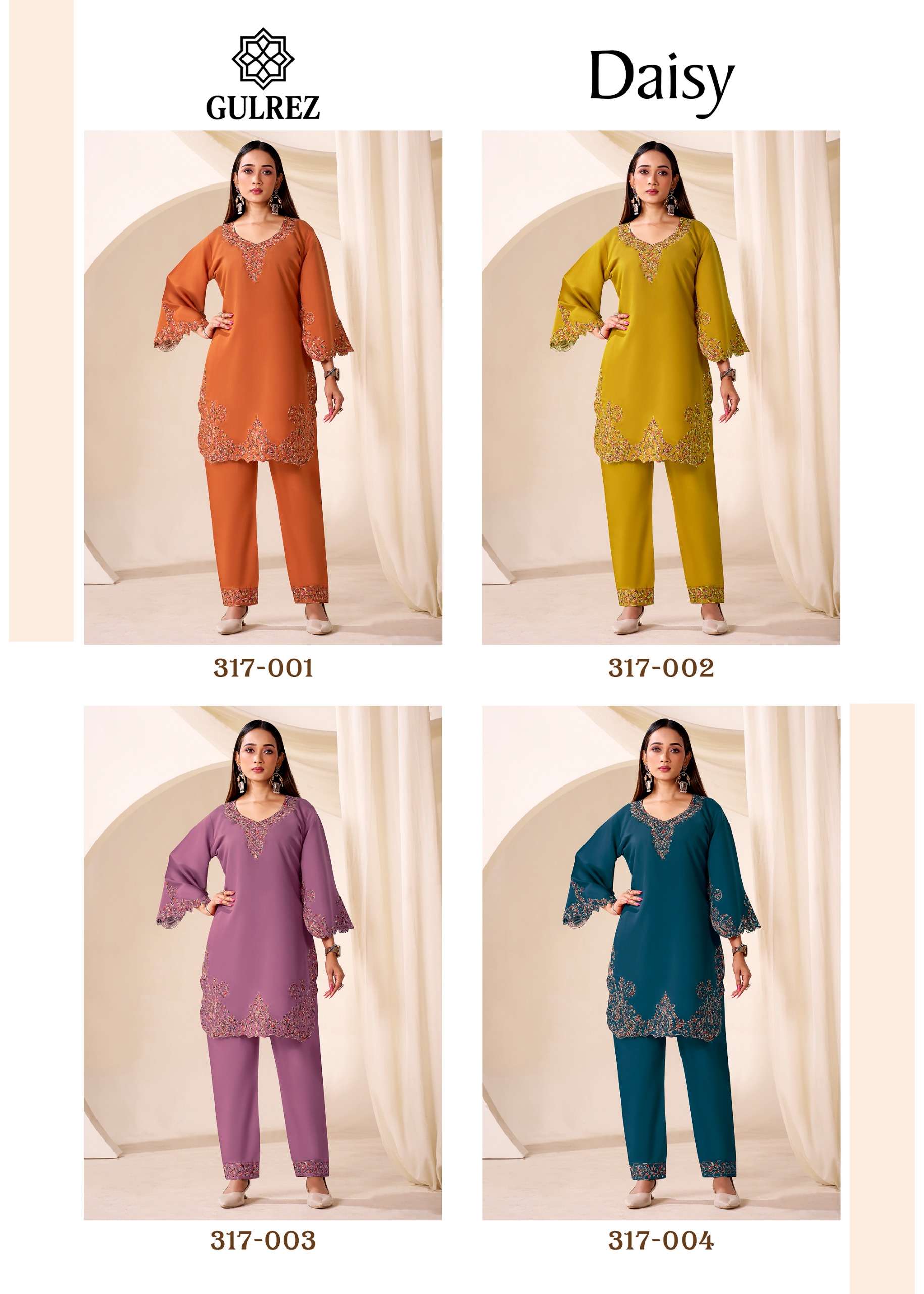 GULREZ DAISY SILK WITH FANCY WORKS LADIES KURTI WITH BOTTOM PAIR 