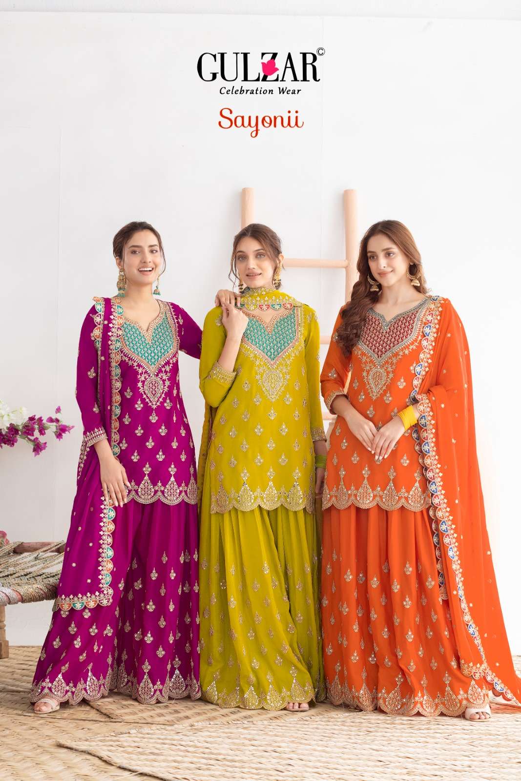 GULZAR SAYONII HEAVY EMBROIDERED DESIGNER READY MADE MADE SHARARA SUIT
