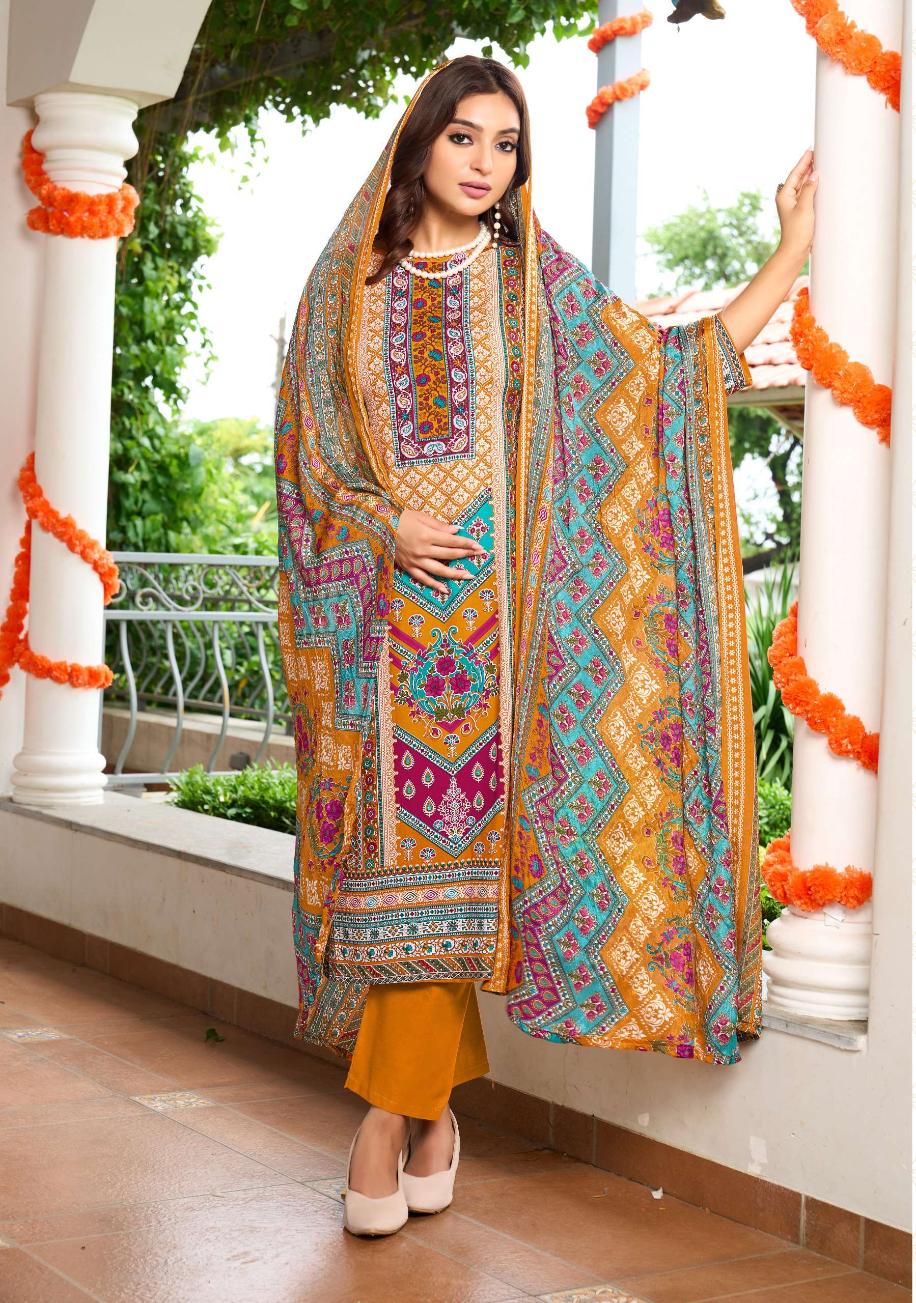 HARSHIT FASHION HUB FITOOR VOL 2 RAYON PRINT WITH WORK SUIT	