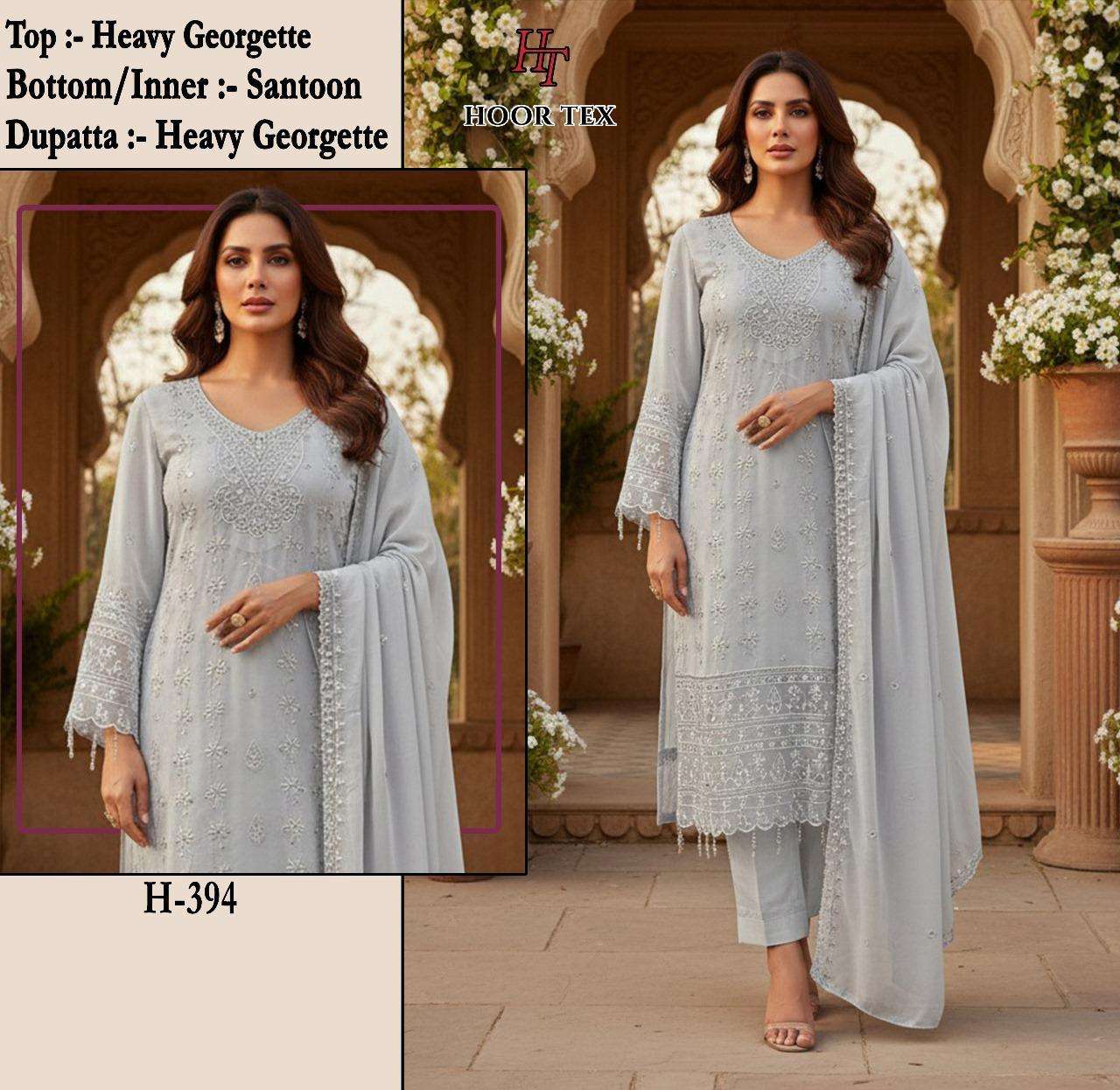 HOOR TEX DESIGN NO - H 394 FOX GEORGETTE READYMADE PAKISTANI SUIT 