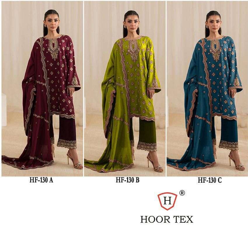 HOOR TEX DESIGN NO - HF 130 A-C HEAVY CHINON READYMADE PAKISTANI SUIT 