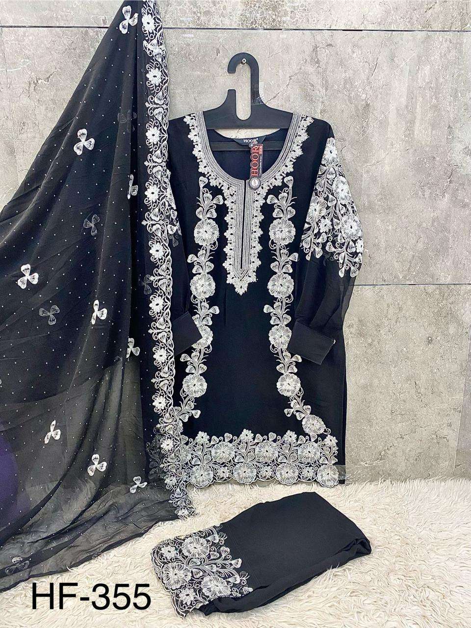 HOOR TEX DESIGN NO - HF 355 AB HEAVY GEORGETTE WITH ZARKHAN READYMADE PAKISTANI SUIT 