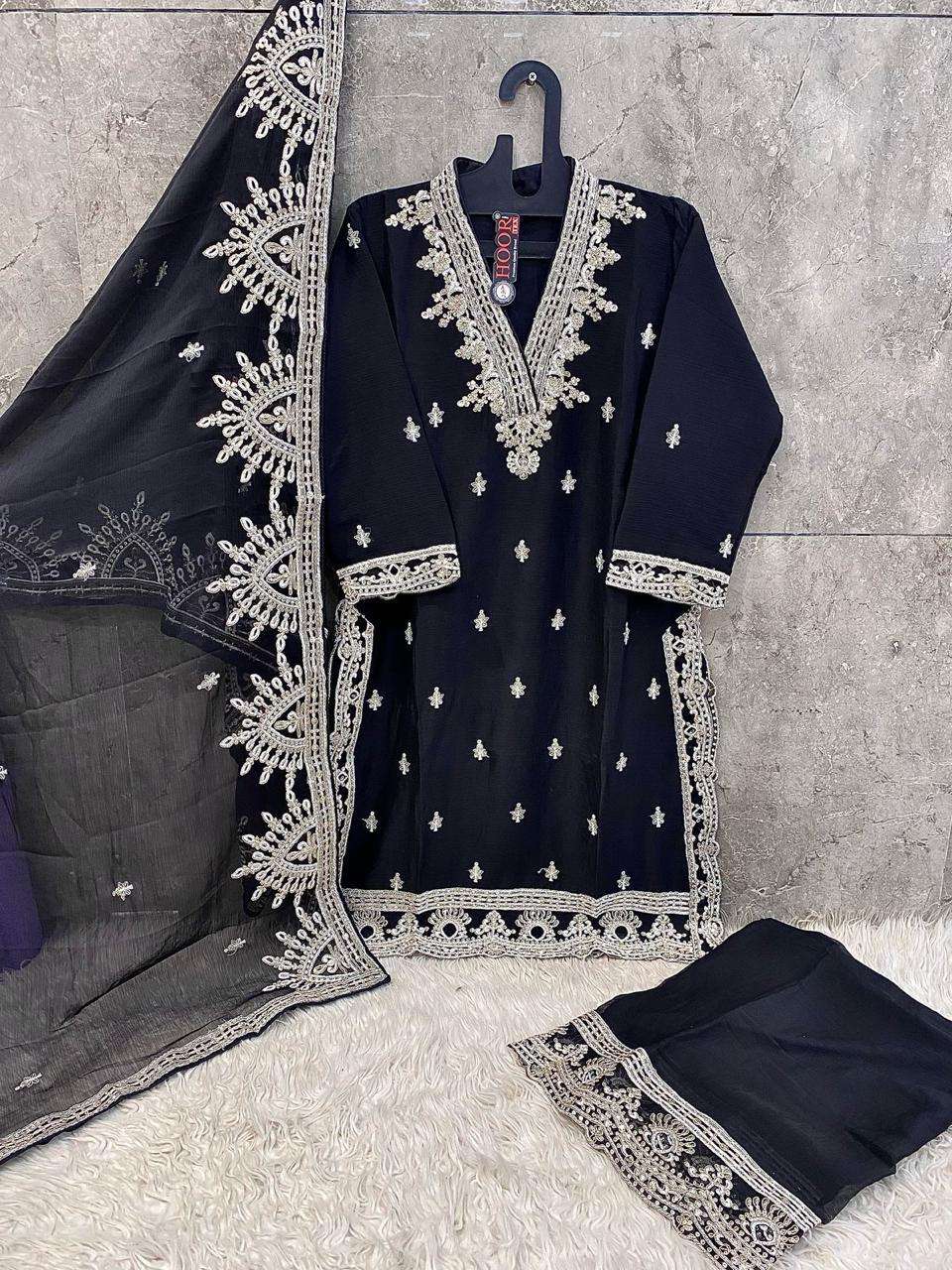 HOOR TEX DESIGN NO - HF 96 C-F HEAVY CHIFFON READYMADE PAKISTANI SUIT 