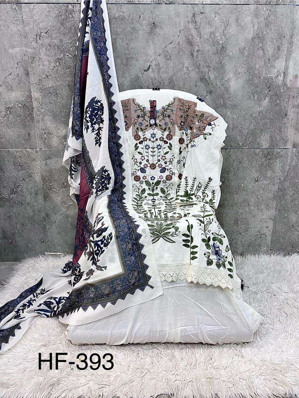 HOOR TEX H 393 RAYON EMBROIDERY DESIGNER WORK FANCY PAKISTANI SUIT