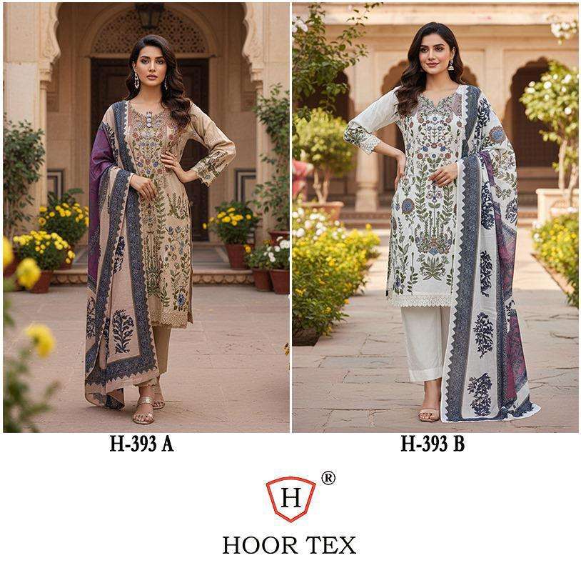 HOOR TEX H 393 RAYON EMBROIDERY DESIGNER WORK FANCY PAKISTANI SUIT