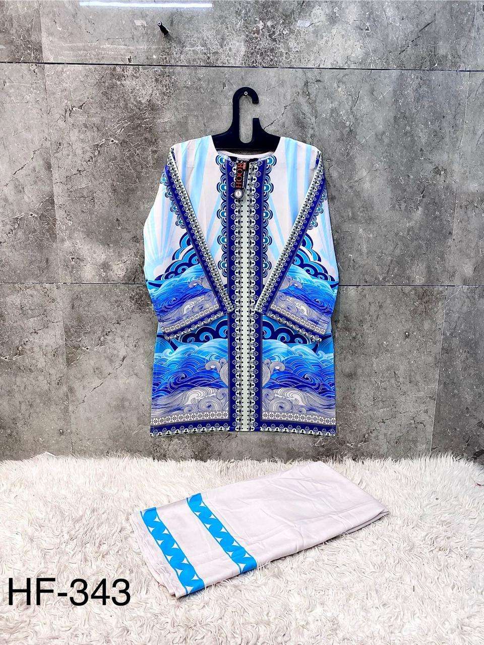 HOOR TEX HF 337 TO 350 DIGITAL PRINT SATIN LADIES PAKISTANI STYLE CO-ORD SET
