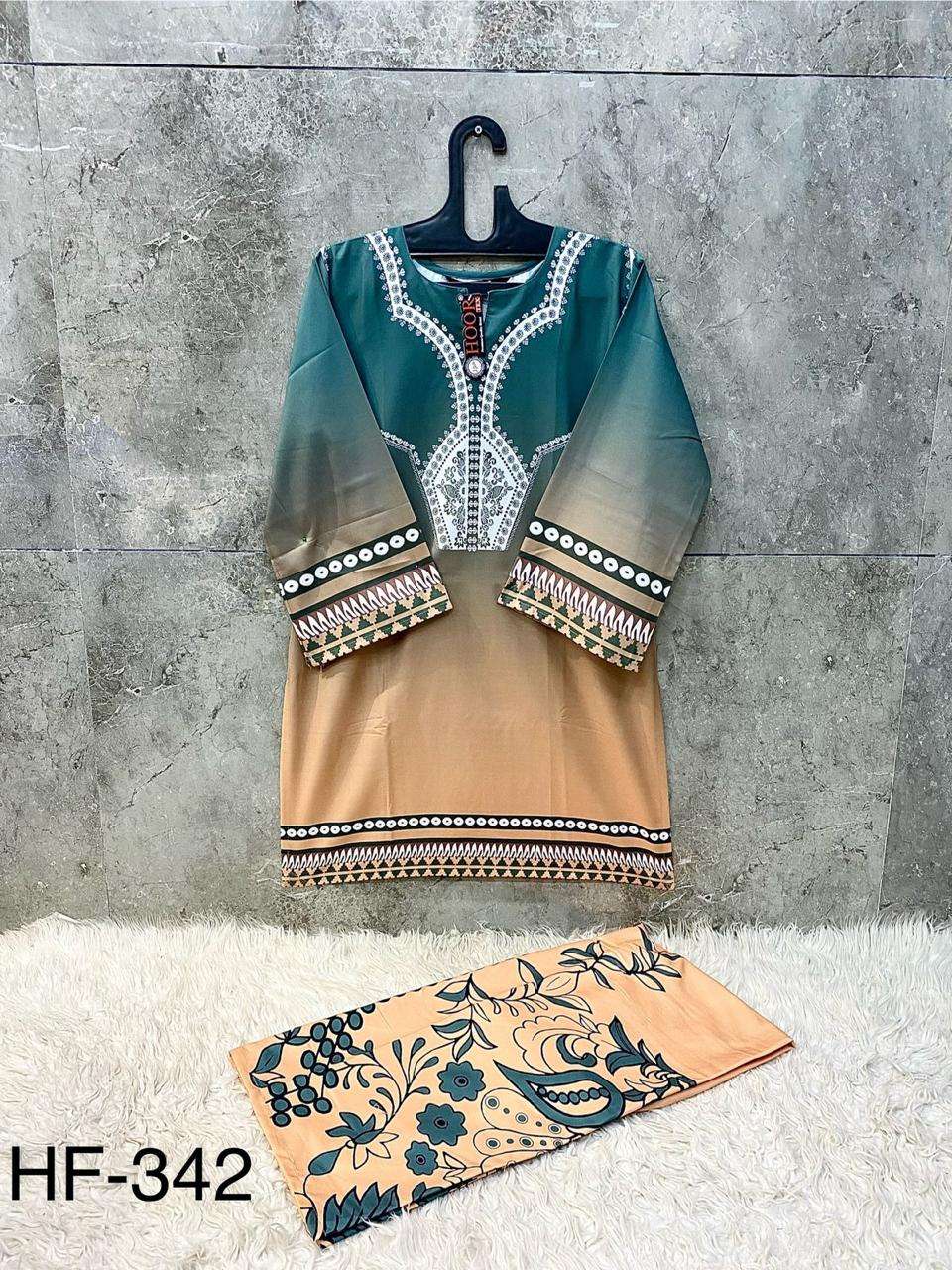 HOOR TEX HF 337 TO 350 DIGITAL PRINT SATIN LADIES PAKISTANI STYLE CO-ORD SET
