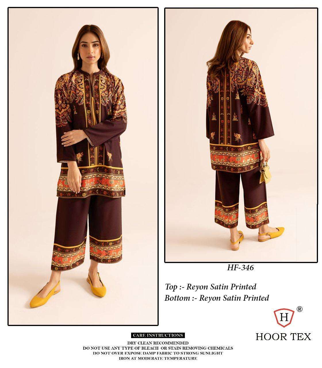 HOOR TEX HF 337 TO 350 DIGITAL PRINT SATIN LADIES PAKISTANI STYLE CO-ORD SET