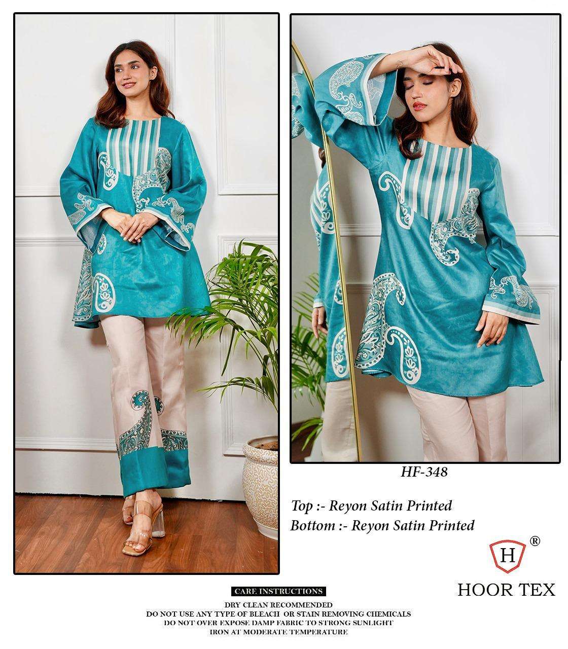 HOOR TEX HF 337 TO 350 DIGITAL PRINT SATIN LADIES PAKISTANI STYLE CO-ORD SET