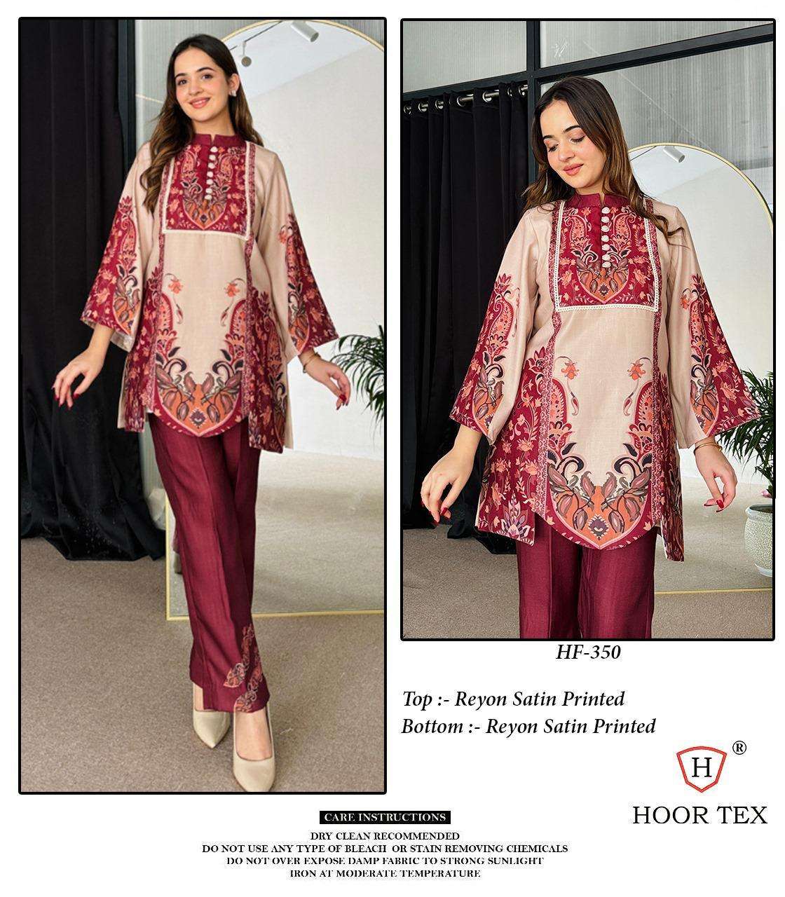 HOOR TEX HF 337 TO 350 DIGITAL PRINT SATIN LADIES PAKISTANI STYLE CO-ORD SET