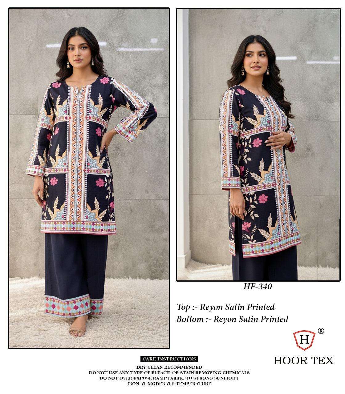 HOOR TEX HF 337 TO 350 DIGITAL PRINT SATIN LADIES PAKISTANI STYLE CO-ORD SET