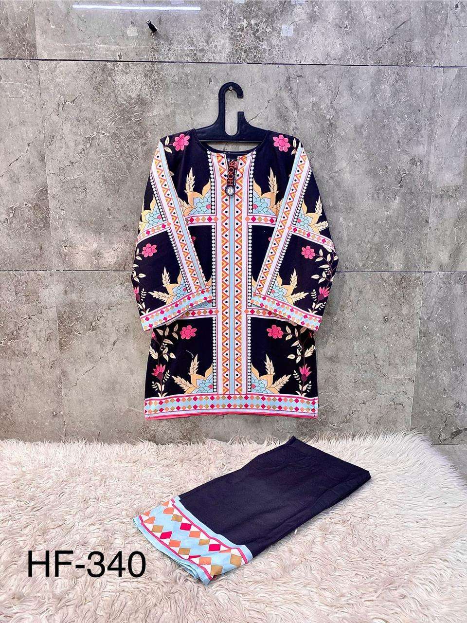 HOOR TEX HF 337 TO 350 DIGITAL PRINT SATIN LADIES PAKISTANI STYLE CO-ORD SET