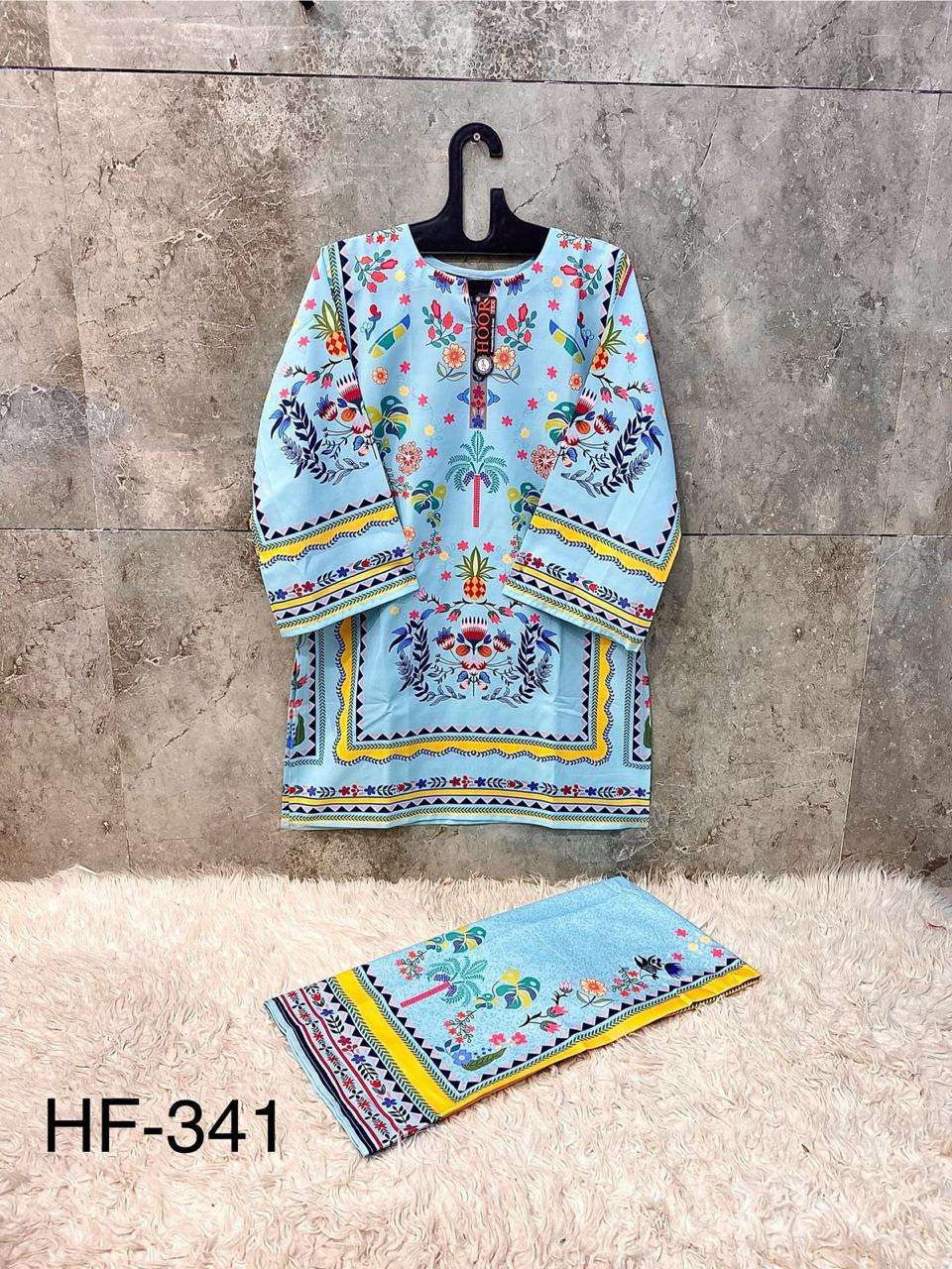 HOOR TEX HF 337 TO 350 DIGITAL PRINT SATIN LADIES PAKISTANI STYLE CO-ORD SET