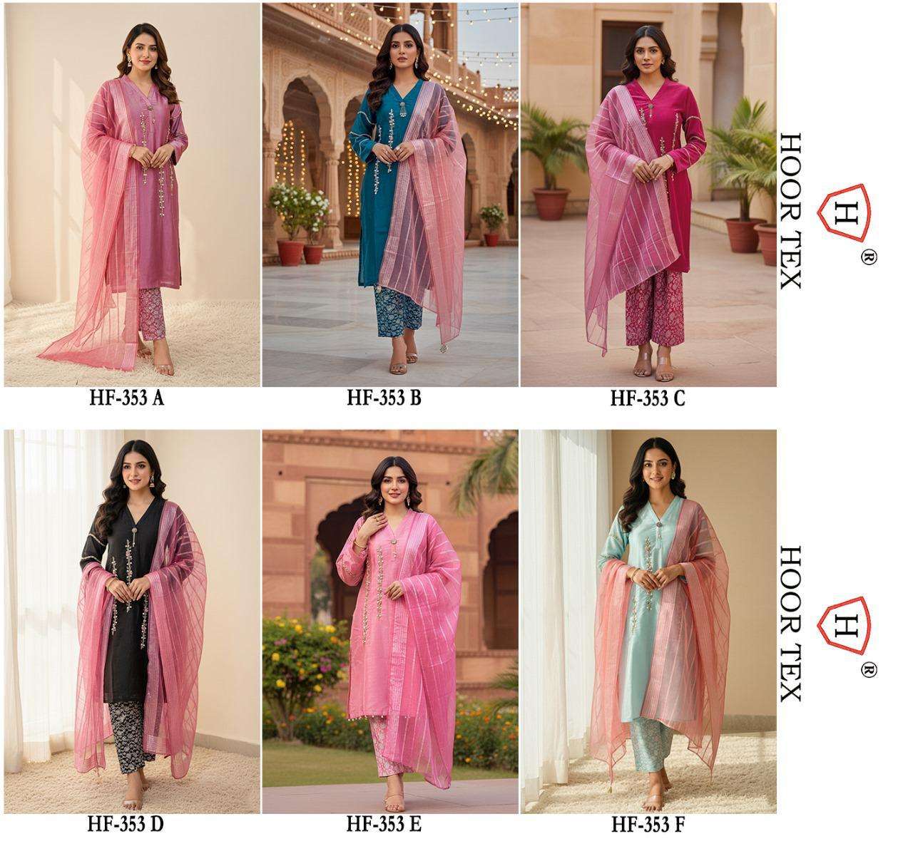 HOOR TEX HF 353 ORGANZA EMBROIDERY DESIGNER READY MADE PAKISTANI SUITS 