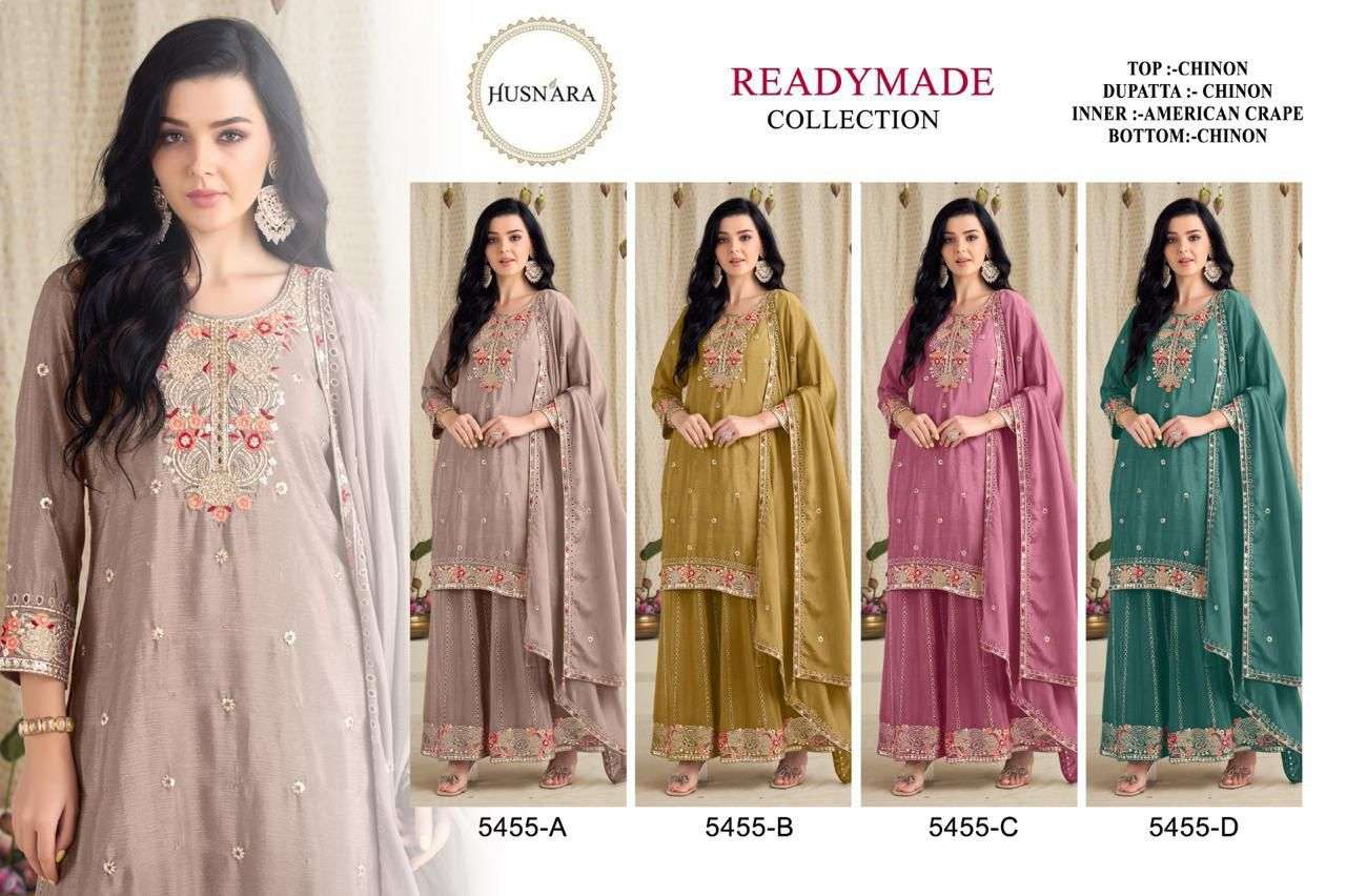 HUSNARA D NO 5455 HEAVY EMBROIDERY DESIGNER READY MADE PAKISTANI SUIT
