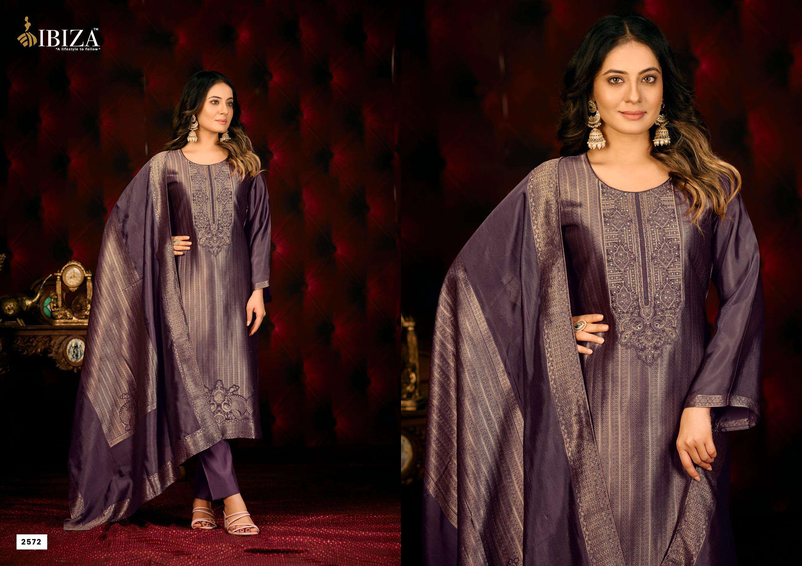 IBIZA KALILA BANGLORY SILK JACQUARD WITH EMBROIDERY DESIGNER WORK SUIT
