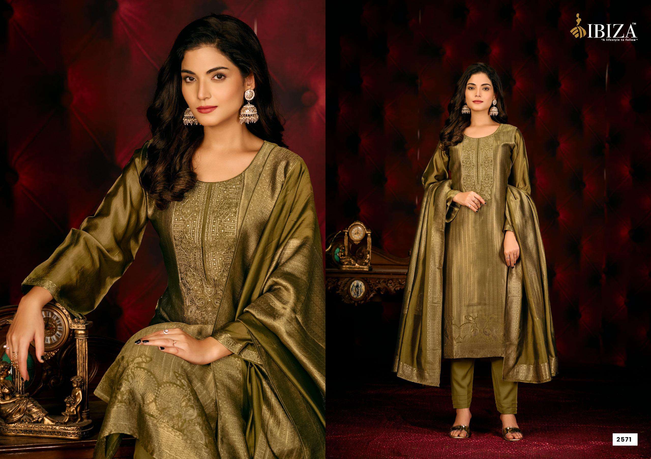 IBIZA KALILA BANGLORY SILK JACQUARD WITH EMBROIDERY DESIGNER WORK SUIT