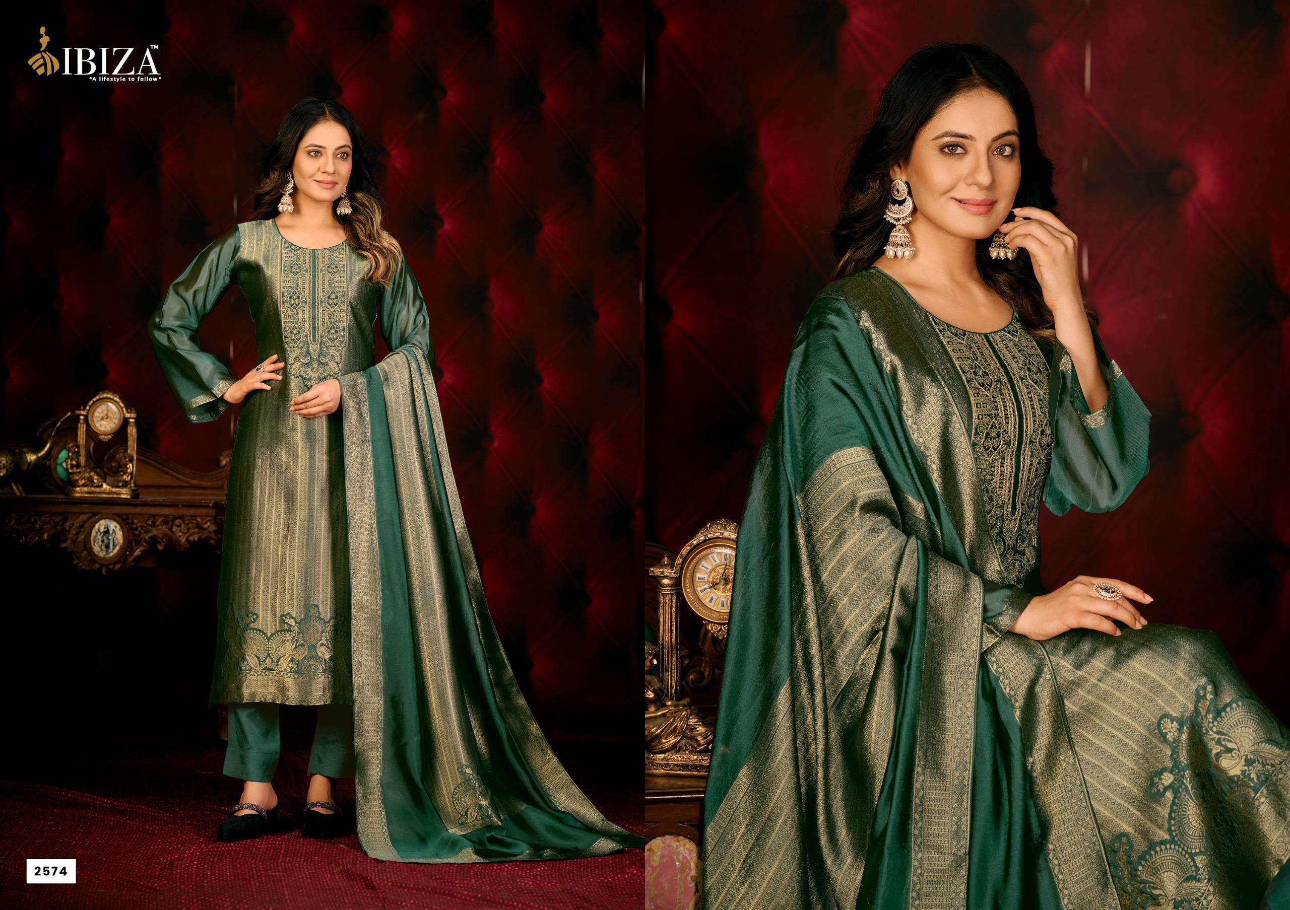 IBIZA KALILA BANGLORY SILK JACQUARD WITH EMBROIDERY DESIGNER WORK SUIT