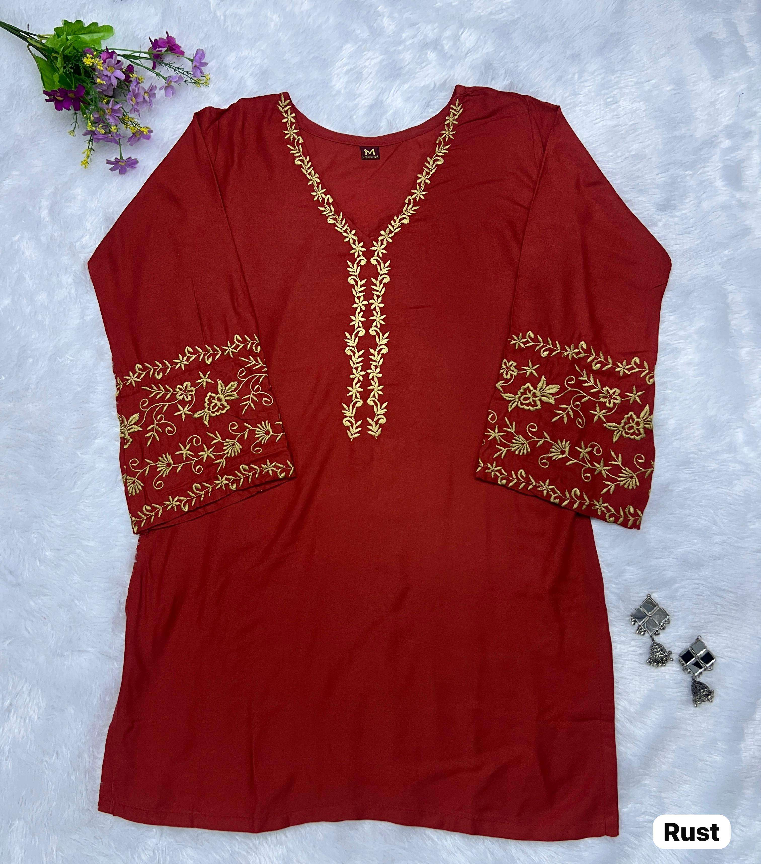 INLI ADAA 5.0 RAYON FANCY EMBROIDERIES SHORT KURTI