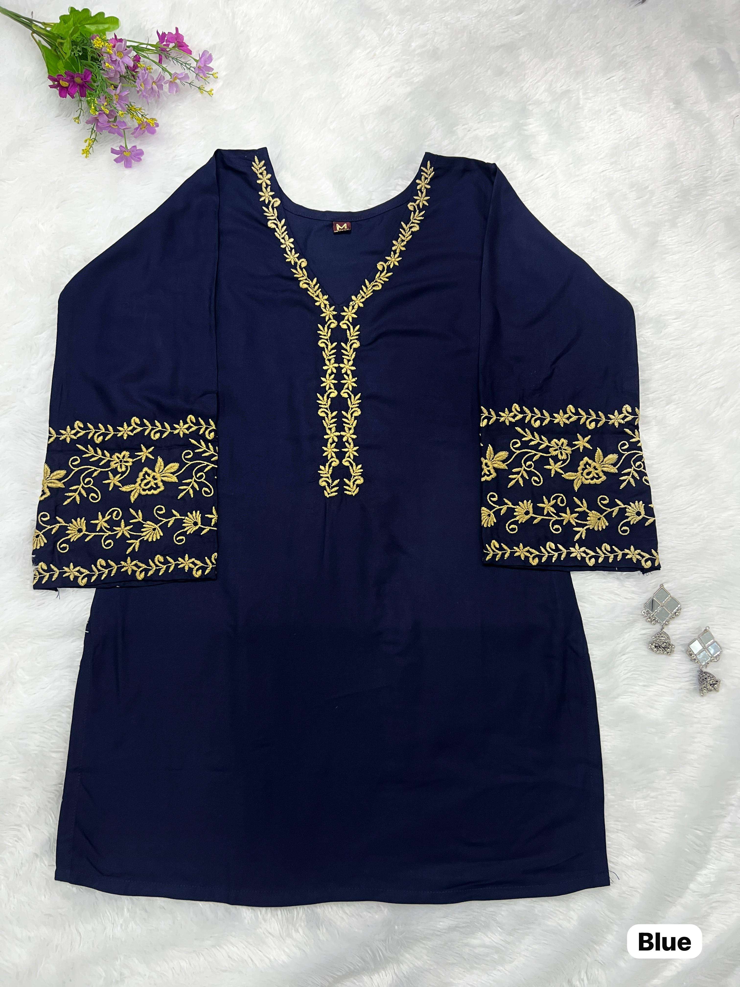 INLI ADAA 5.0 RAYON FANCY EMBROIDERIES SHORT KURTI