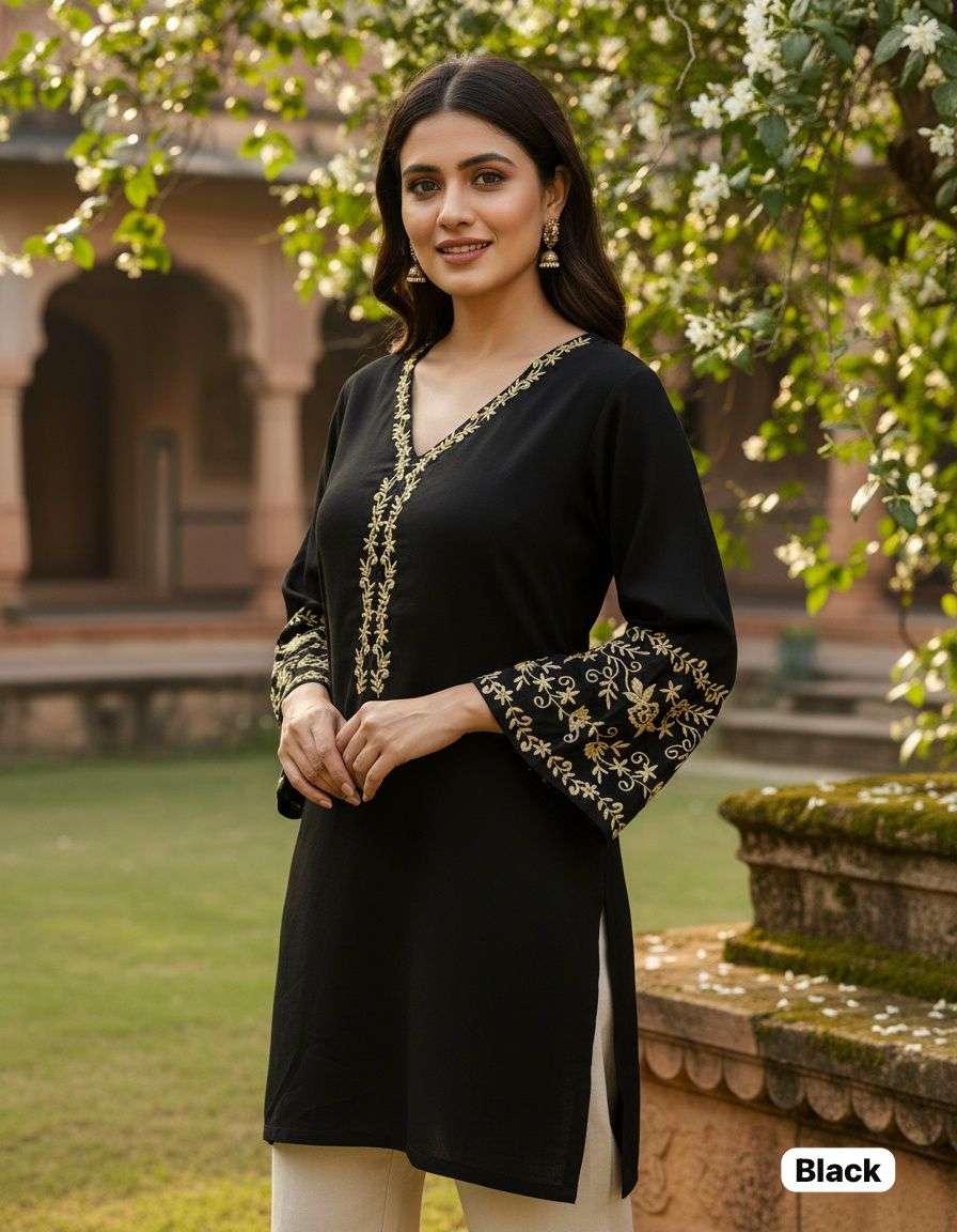 INLI ADAA 5.0 RAYON FANCY EMBROIDERIES SHORT KURTI