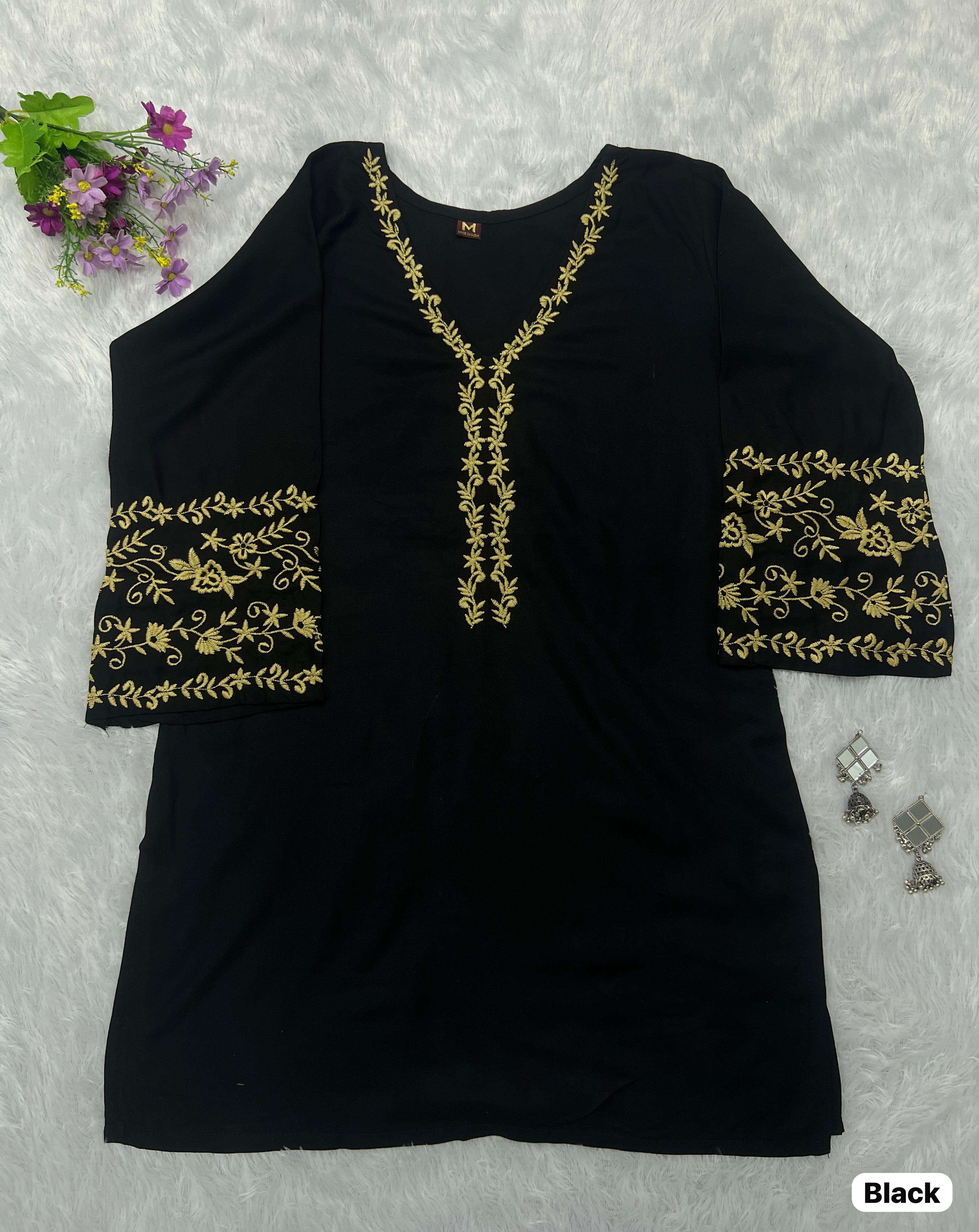 INLI ADAA 5.0 RAYON FANCY EMBROIDERIES SHORT KURTI