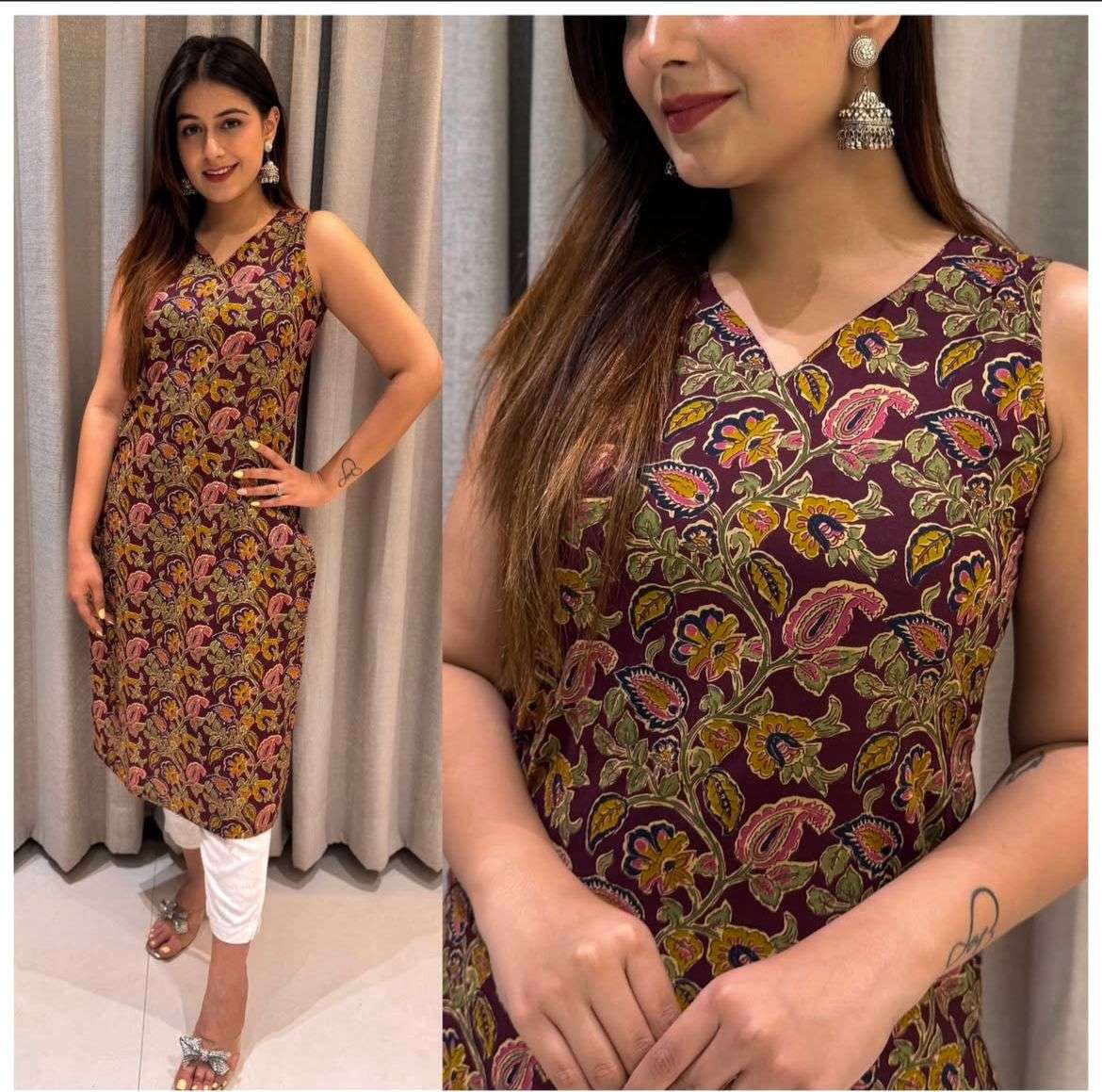 INLI BLUSH 7.0 COTTON PRINTED OFFICE WEAR LADIES KURTI