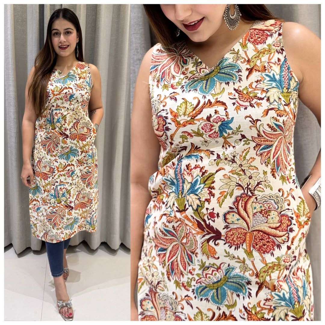 INLI BLUSH 7.0 COTTON PRINTED OFFICE WEAR LADIES KURTI