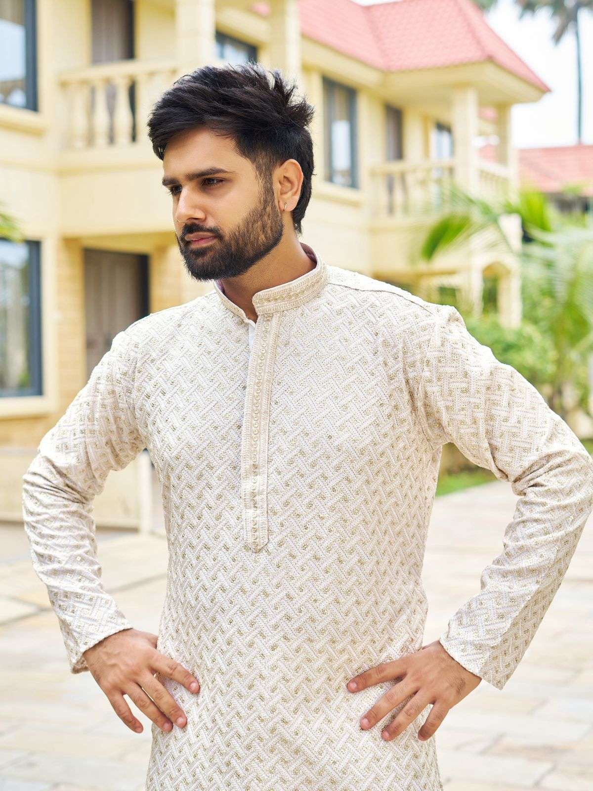 INLI RIWAAZ 2.0 RAYON FANCY SEQUENCE WORKS ETHNIC WEAR MENS KURTA WITH PYJAMA SET