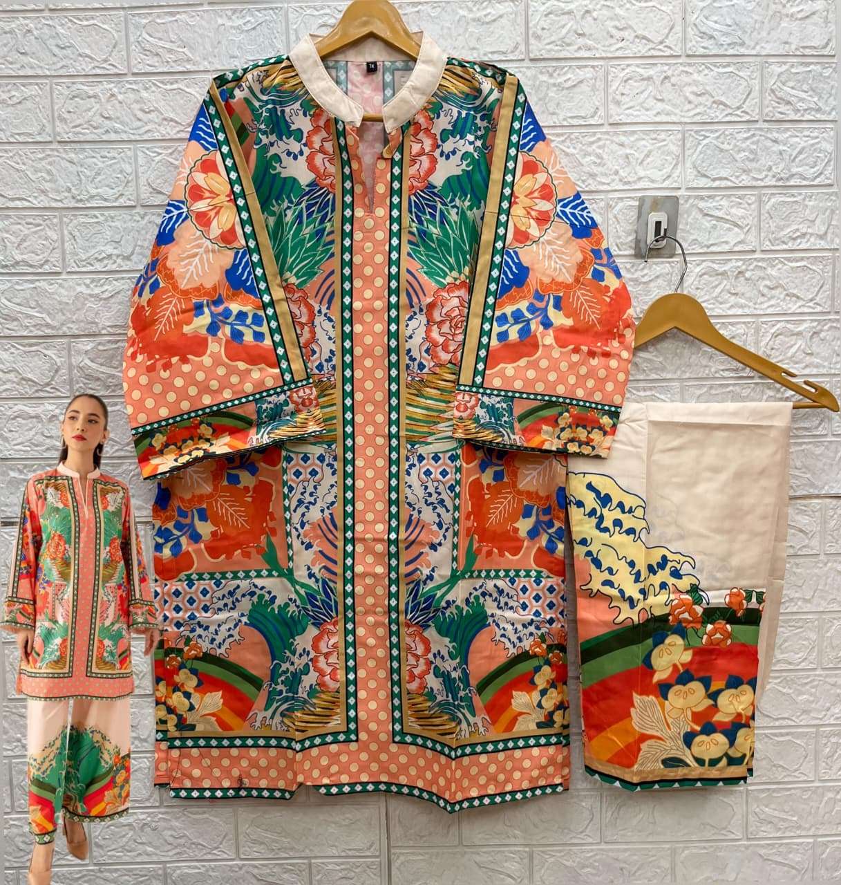 IZNIK TURKIS CO-ORD COLLECTION VOL 3 LAWN COTTON DIGITAL PRINT KURTI WITH BOTTOM PAIR 