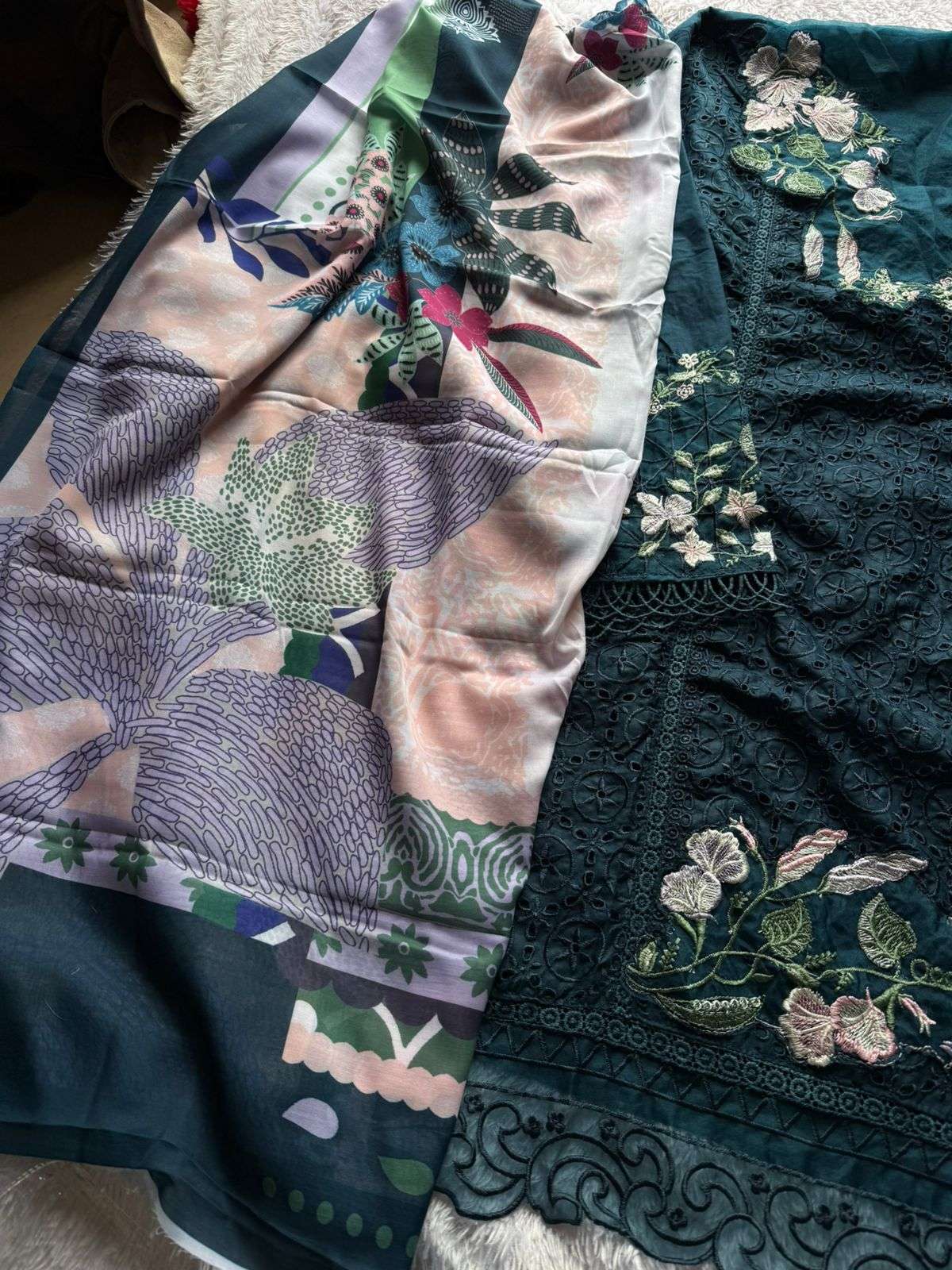 JOHRA TEX DESIGN NO - JT - 176 D CAMBRIC COTTON HEAVY EMBROIDERED WORK PAKISTANI SALWAR SUIT 