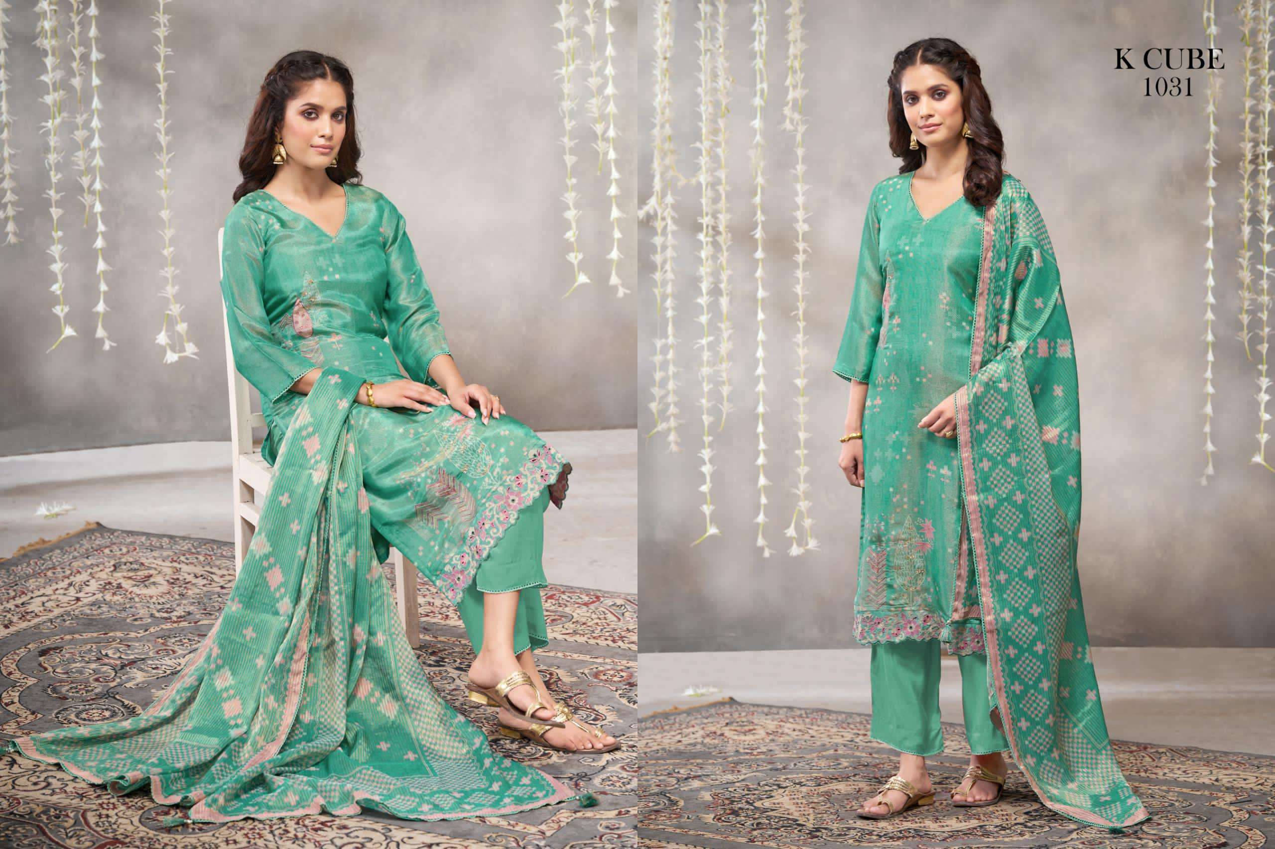 K CUBE FALAK ORGANZA DESIGNER WORK LADIES SUIT