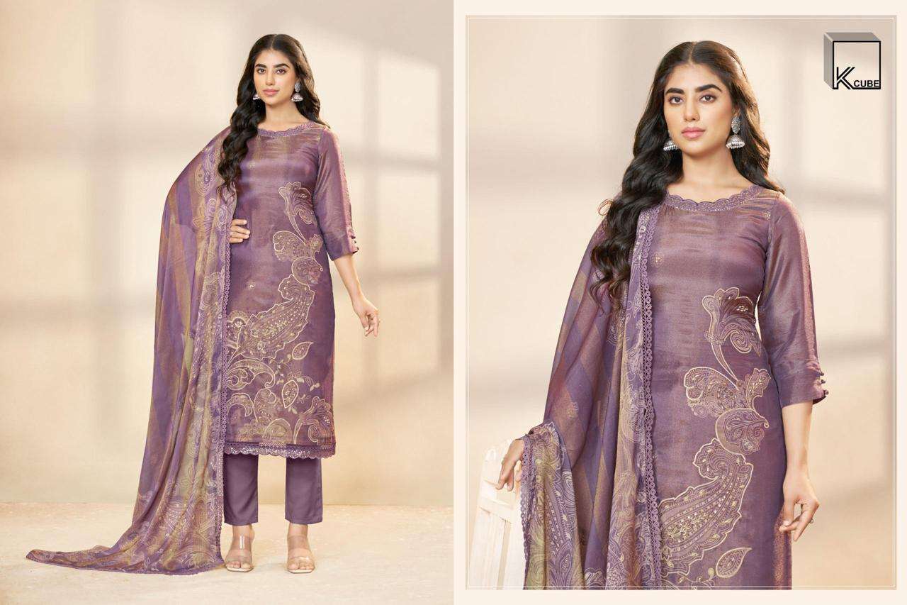 K CUBE NITYA ORGANZA DIGITAL PRINTED WITH FANCY WORK SUIT