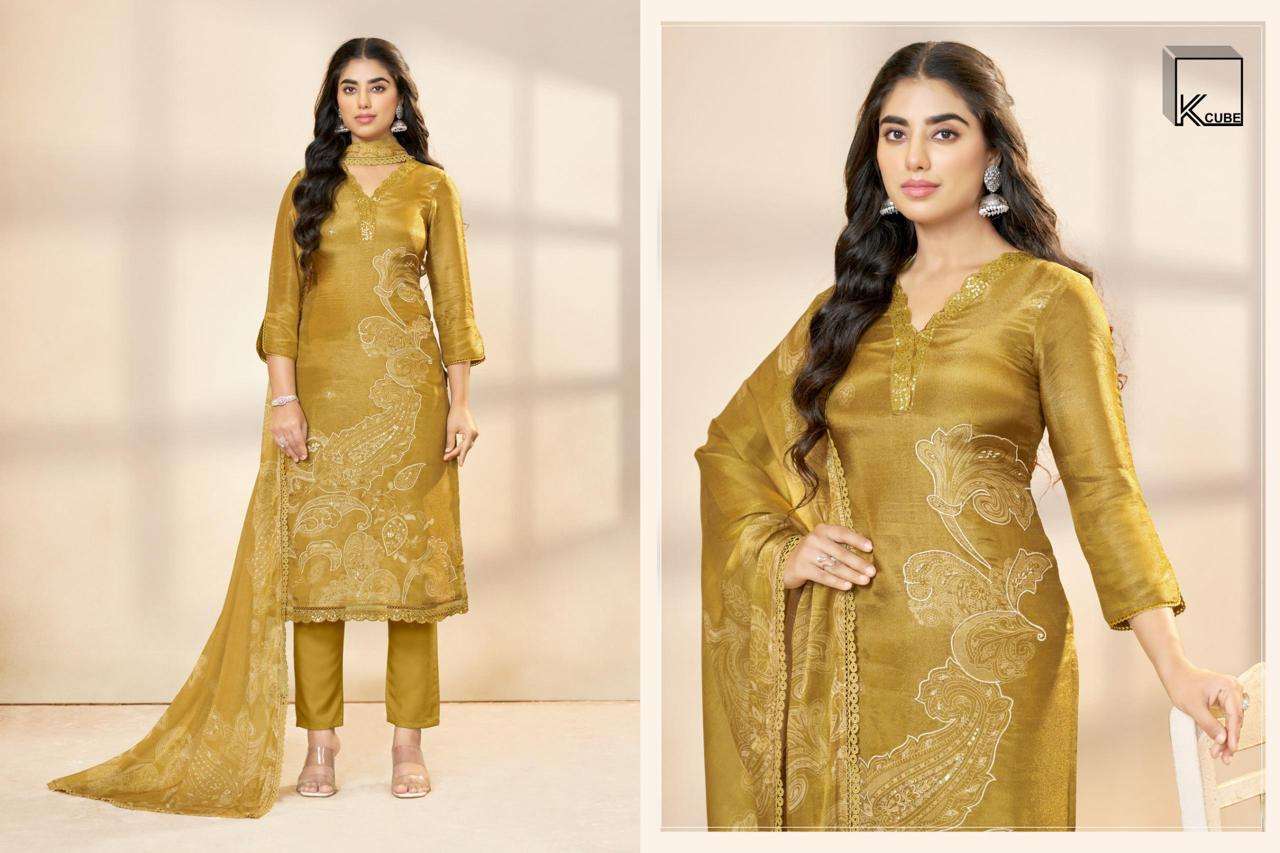 K CUBE NITYA ORGANZA DIGITAL PRINTED WITH FANCY WORK SUIT