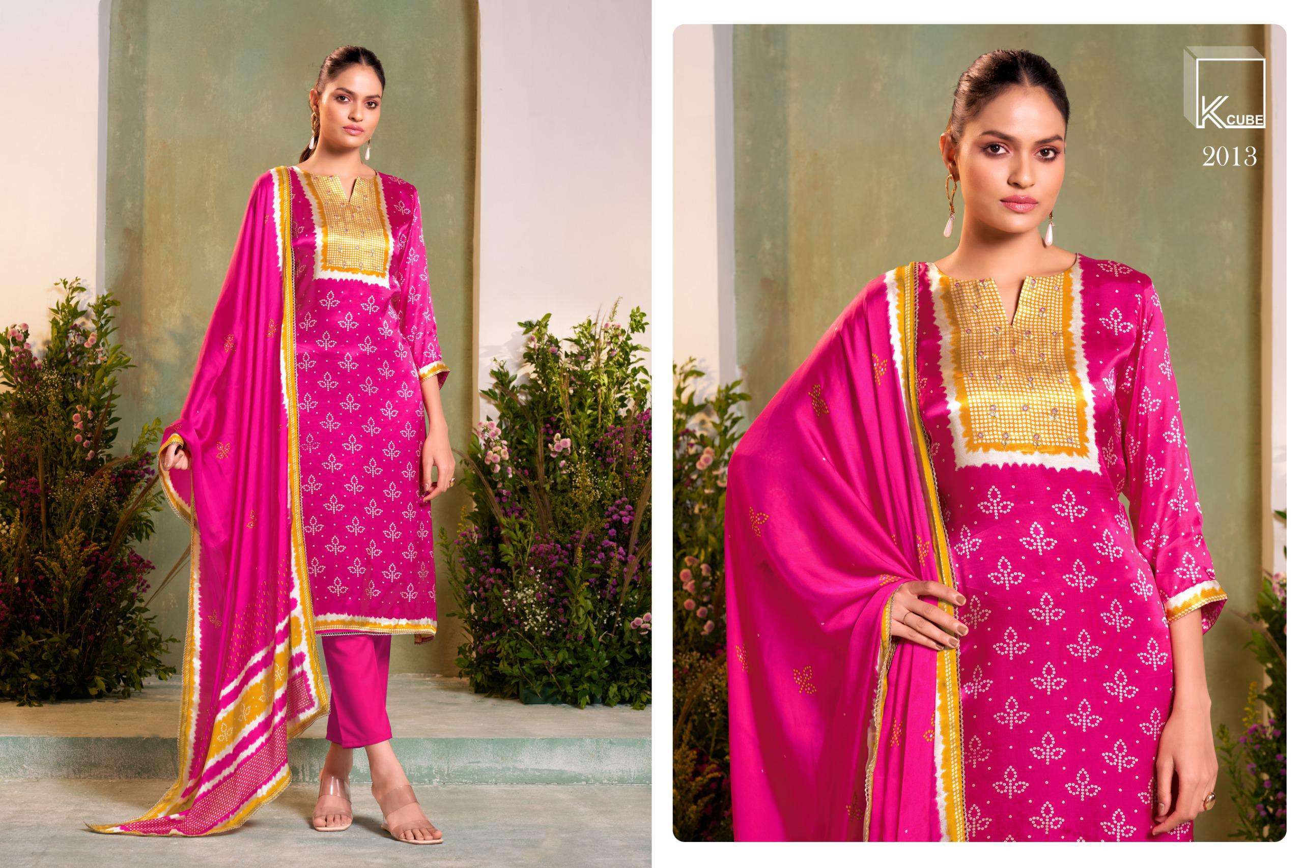 K CUBE RAJVIKA SILK PRINTED WITH HAND WORK DESIGNER SUIT