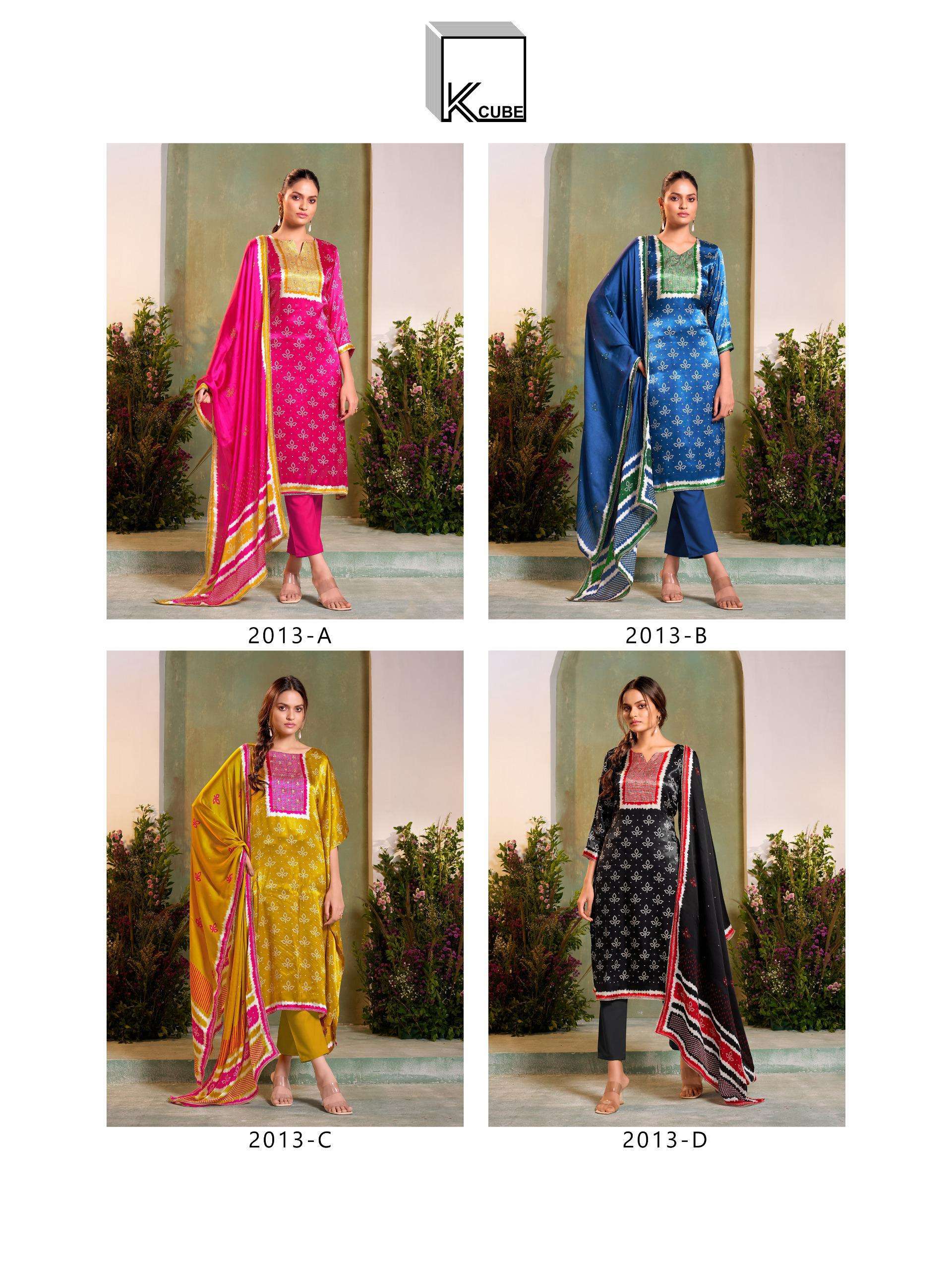 K CUBE RAJVIKA SILK PRINTED WITH HAND WORK DESIGNER SUIT