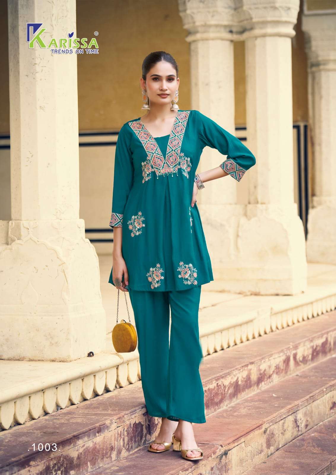 KARISSA MUSHQ VISCOSE FANCY DESIGNER LADIES KURTI WITH BOTTOM CO-ORD SET