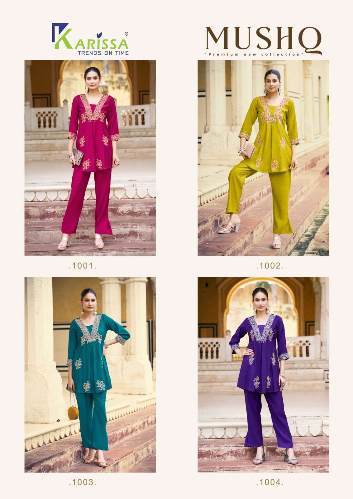 KARISSA MUSHQ VISCOSE FANCY DESIGNER LADIES KURTI WITH BOTTOM CO-ORD SET