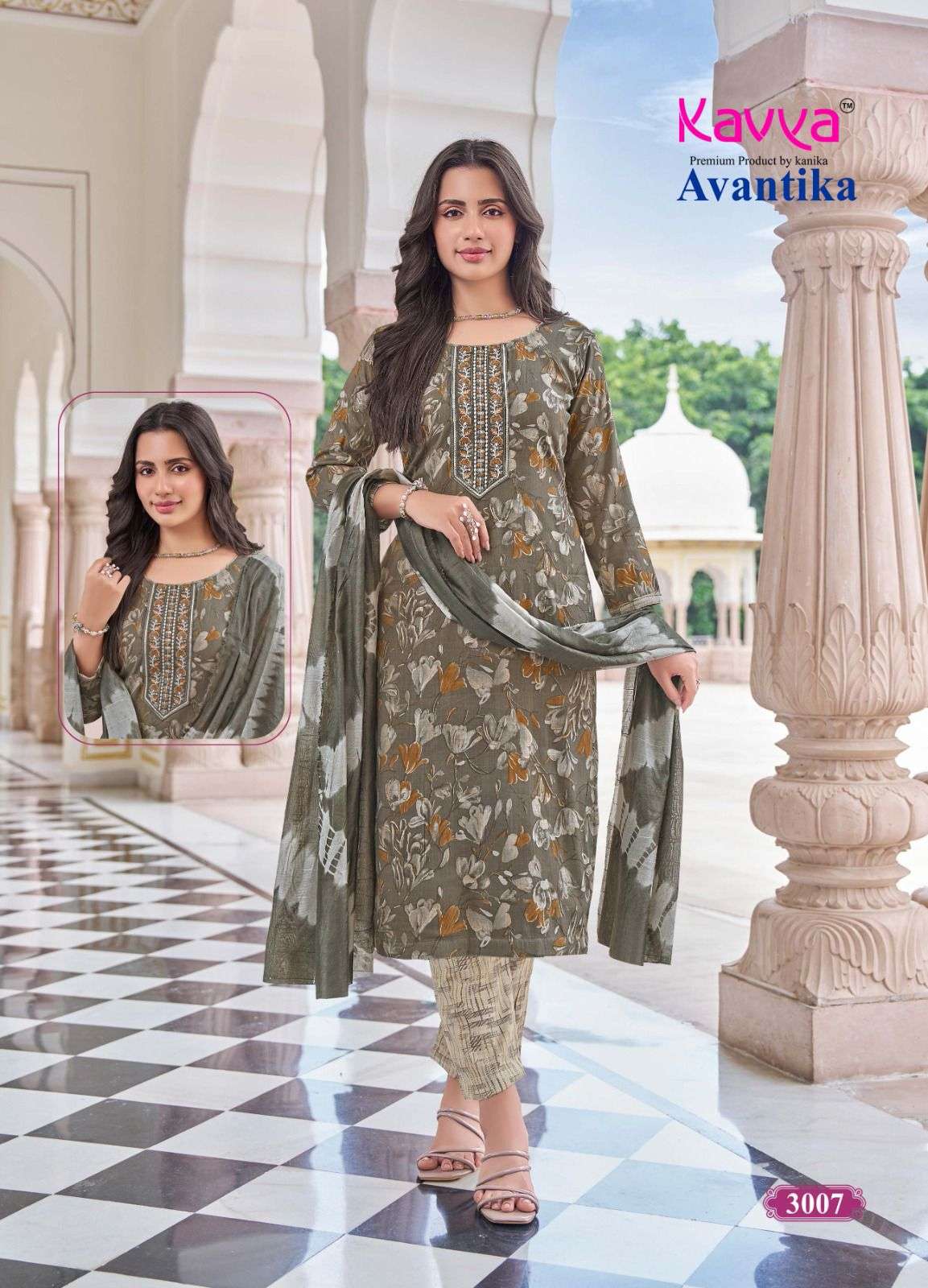 KAVYA AVANTIKA VOL 3 CAPSULE FOIL PRINT LADIES KURTI BOTTOM AND DUPATTA SET 