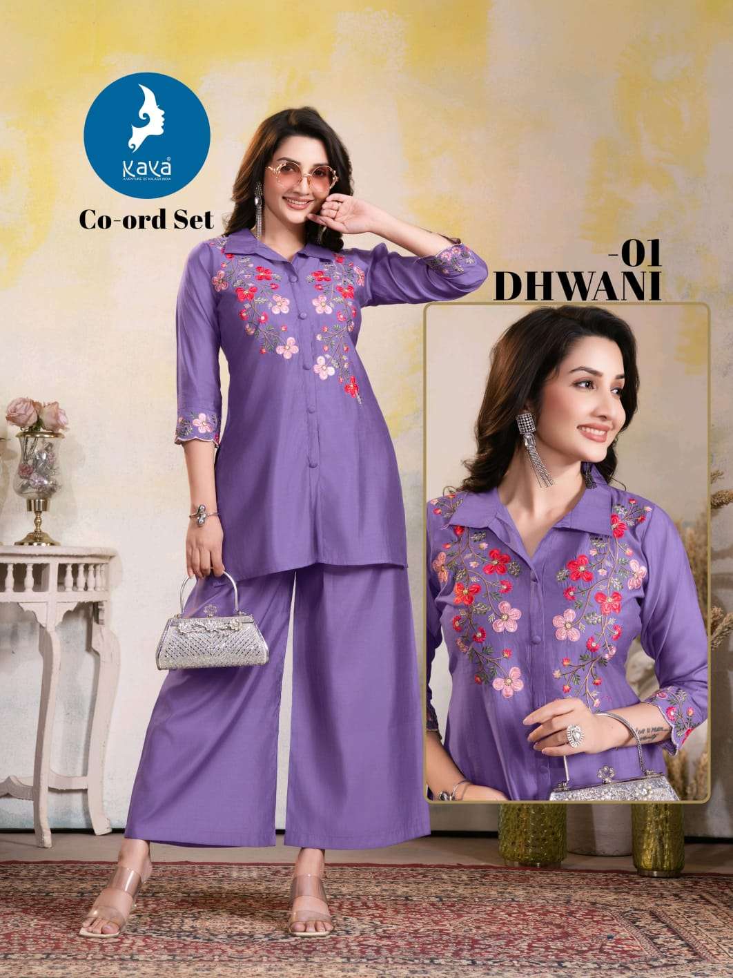 KAYA DHWANI SILK WITH FANCY WORK LADIES TOP WITH BOTTOM PAIR 