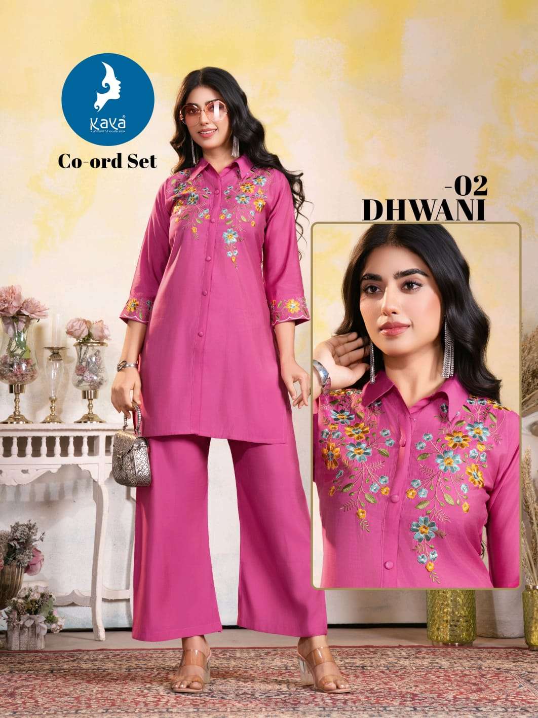 KAYA DHWANI SILK WITH FANCY WORK LADIES TOP WITH BOTTOM PAIR 