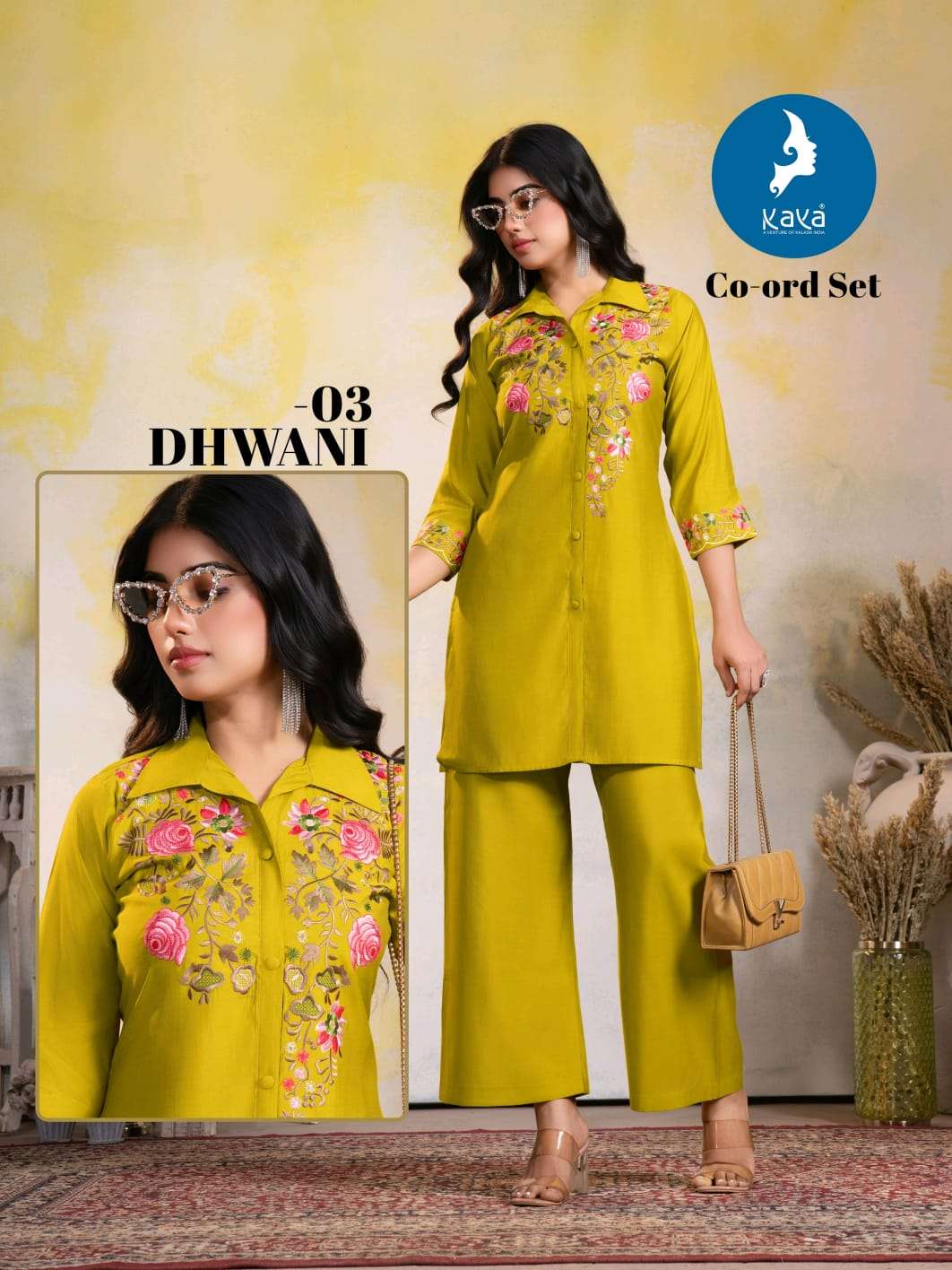 KAYA DHWANI SILK WITH FANCY WORK LADIES TOP WITH BOTTOM PAIR 