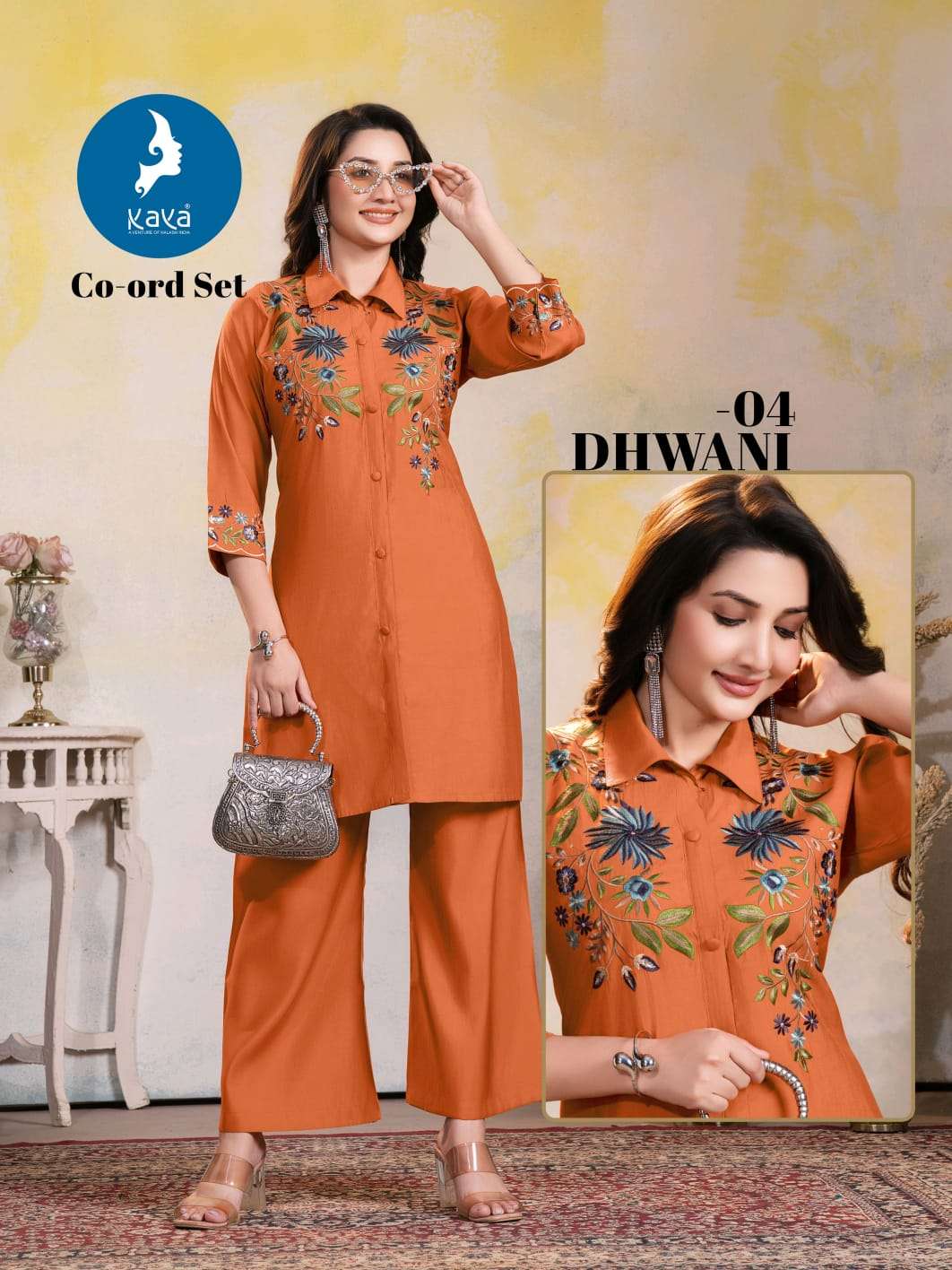 KAYA DHWANI SILK WITH FANCY WORK LADIES TOP WITH BOTTOM PAIR 