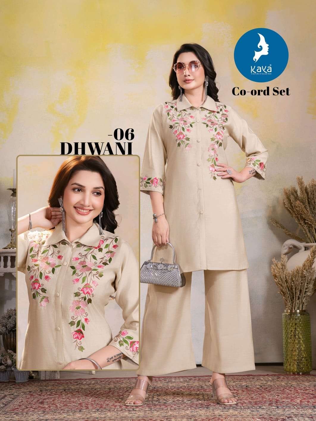 KAYA DHWANI SILK WITH FANCY WORK LADIES TOP WITH BOTTOM PAIR 