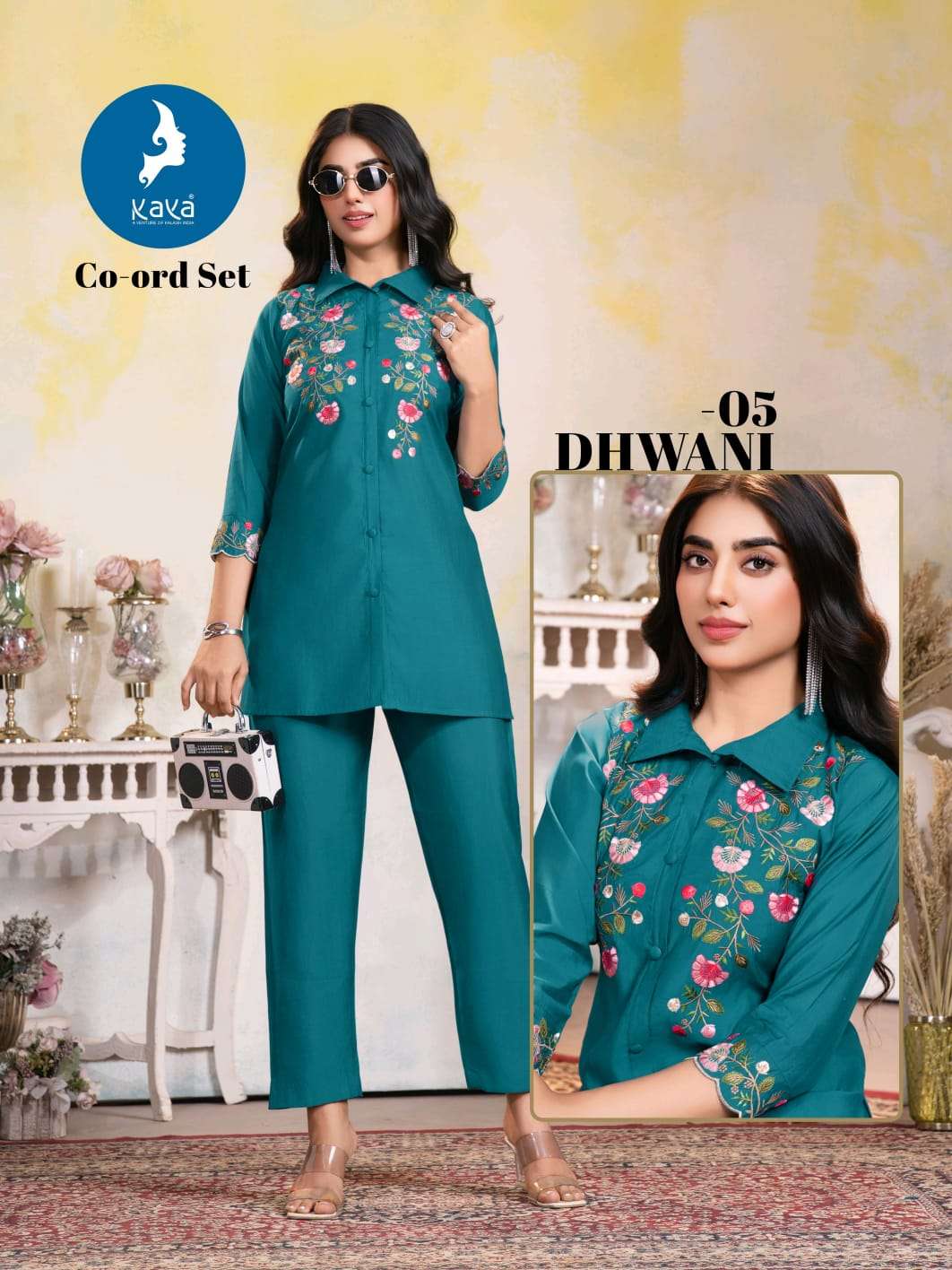 KAYA DHWANI SILK WITH FANCY WORK LADIES TOP WITH BOTTOM PAIR 