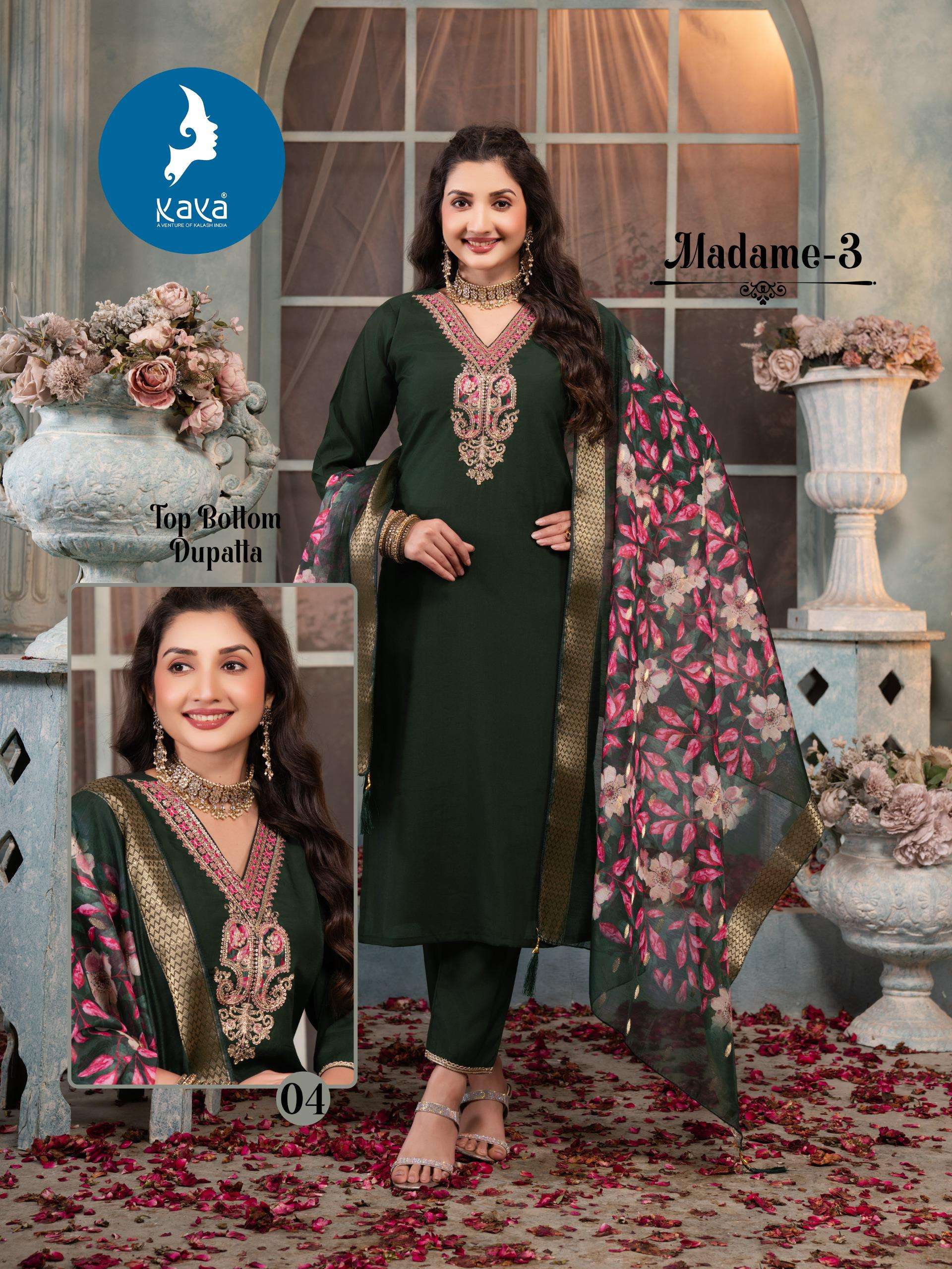 KAYA MADAME VOL 3 SILK FANCY EMBROIDERY WORK LADIES 3PCS SET COLLECTION 
